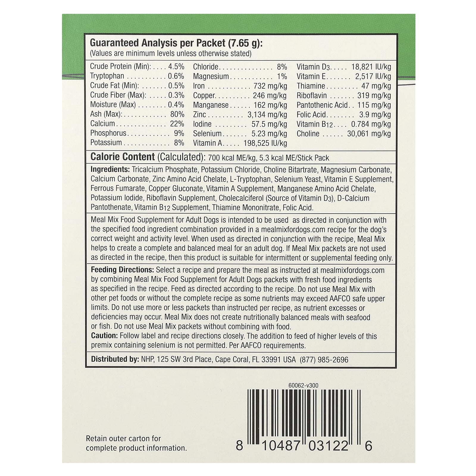 Dr. Mercola, Смесь пищи, мультивитаминная и минеральная добавка для взрослых собак, 30 пакетиков, по 0,26 унции (7,65 г) каждый