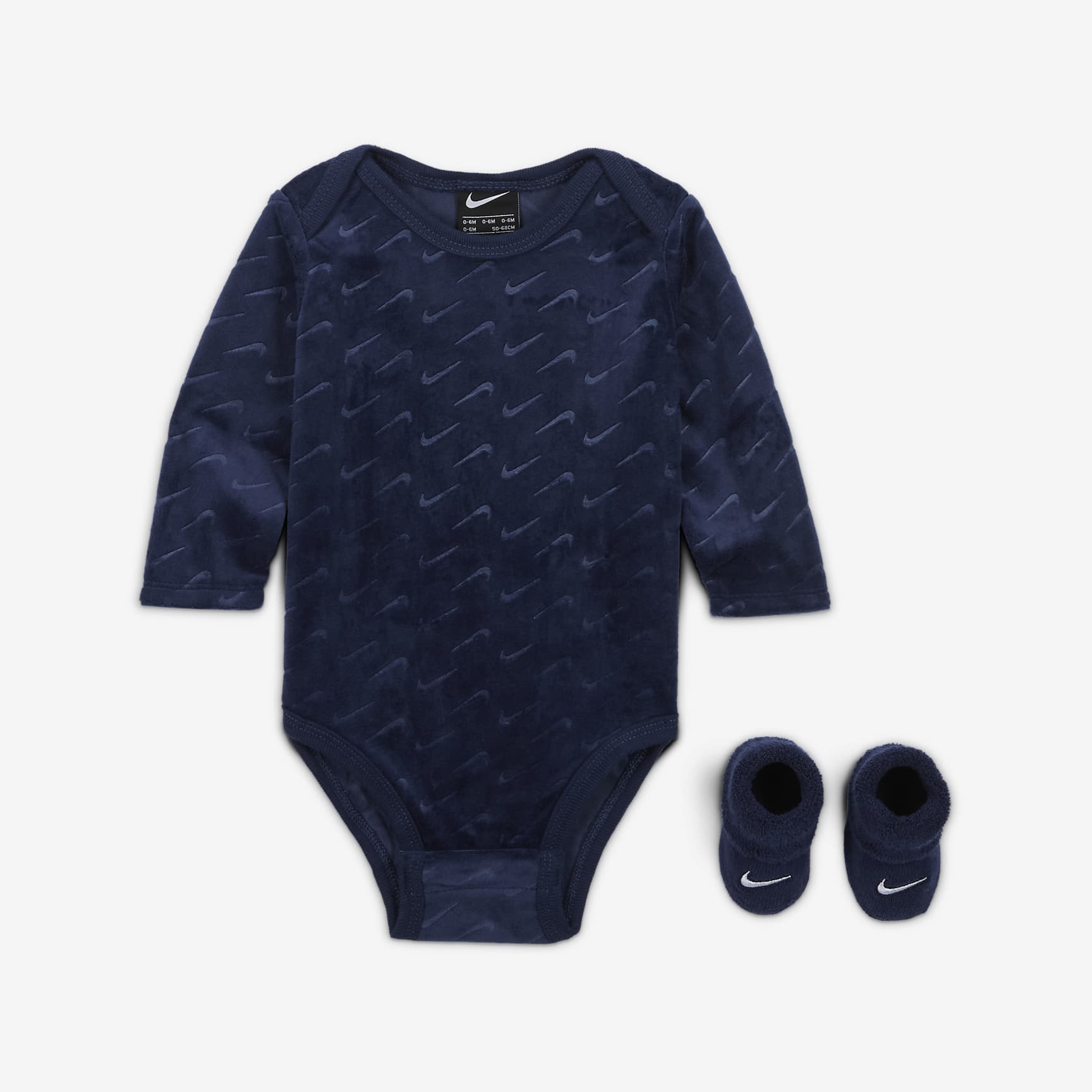 Nike Baby (0-9M) Velour Swoosh 2-Piece Bodysuit Boxed Set