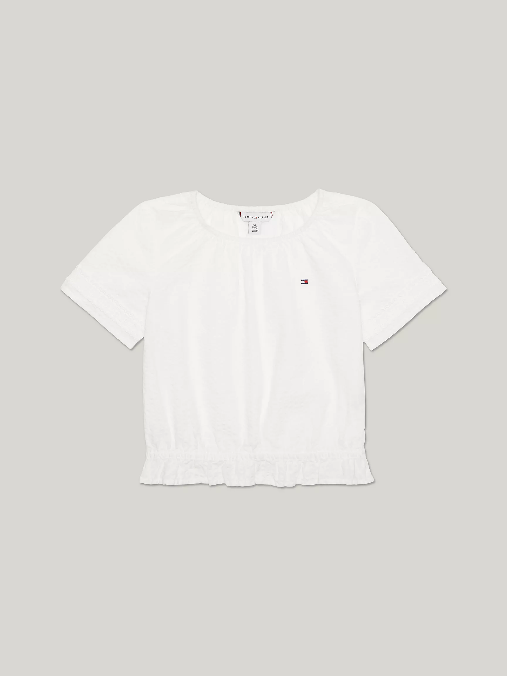 Рубашка для девочек Tommy Hilfiger, Детская блузка из крепового хлопка с тональным логотипом