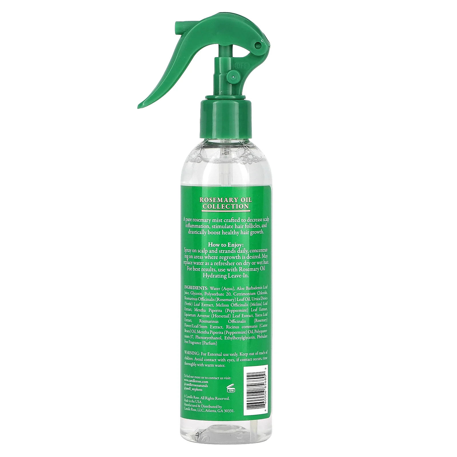 Camille Rose, ежедневный укрепляющий спрей, розмариновая вода, 236 мл (8 жидк. унций)