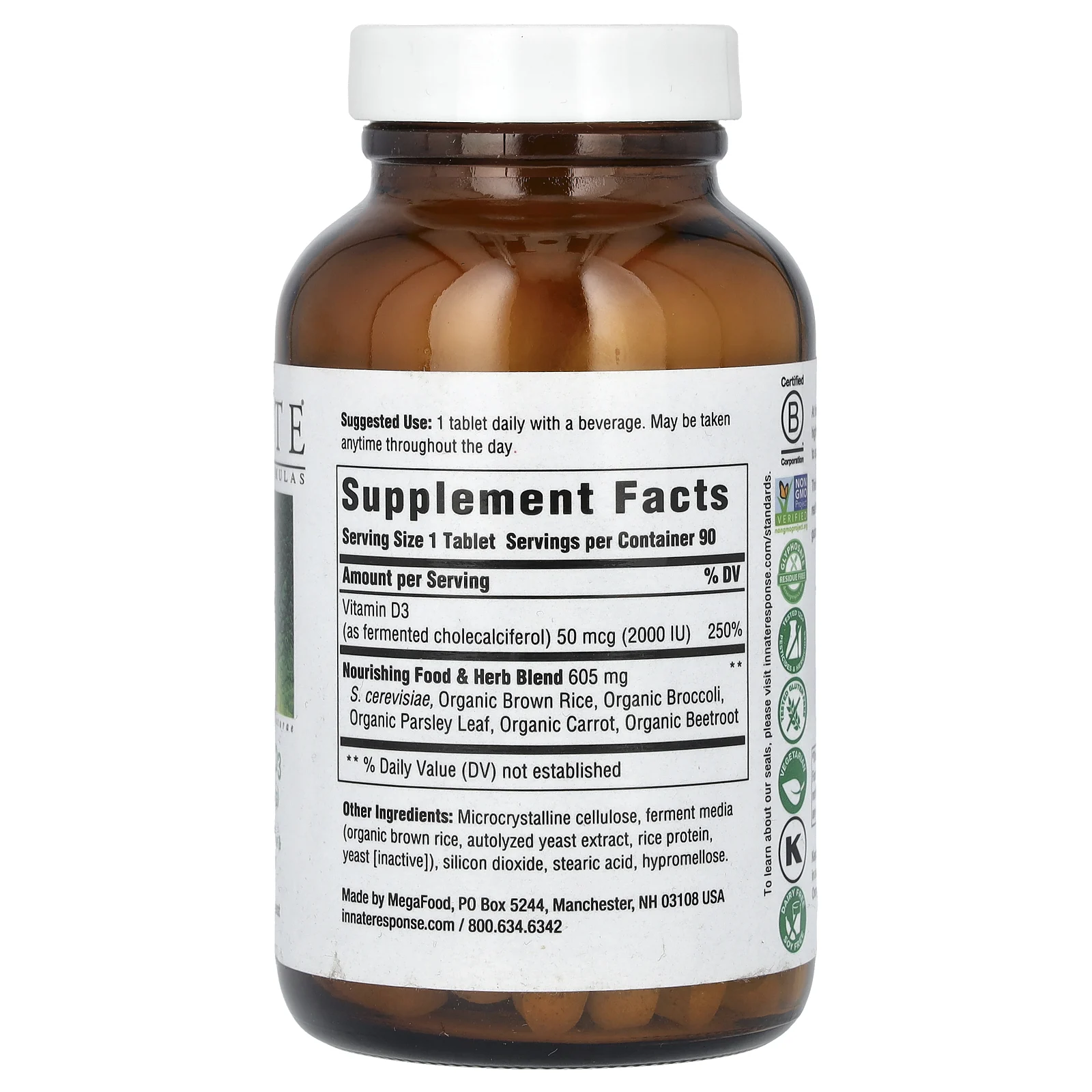 Innate Response Formulas, витамин D3, 50 мкг (2000 МЕ), 90 таблеток