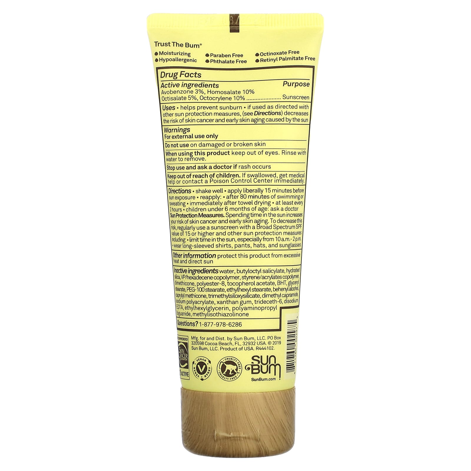 Sun Bum, Премиальный солнцезащитный лосьон для лица, SPF 50, без отдушек, 88 мл (3 жидк. Унции)