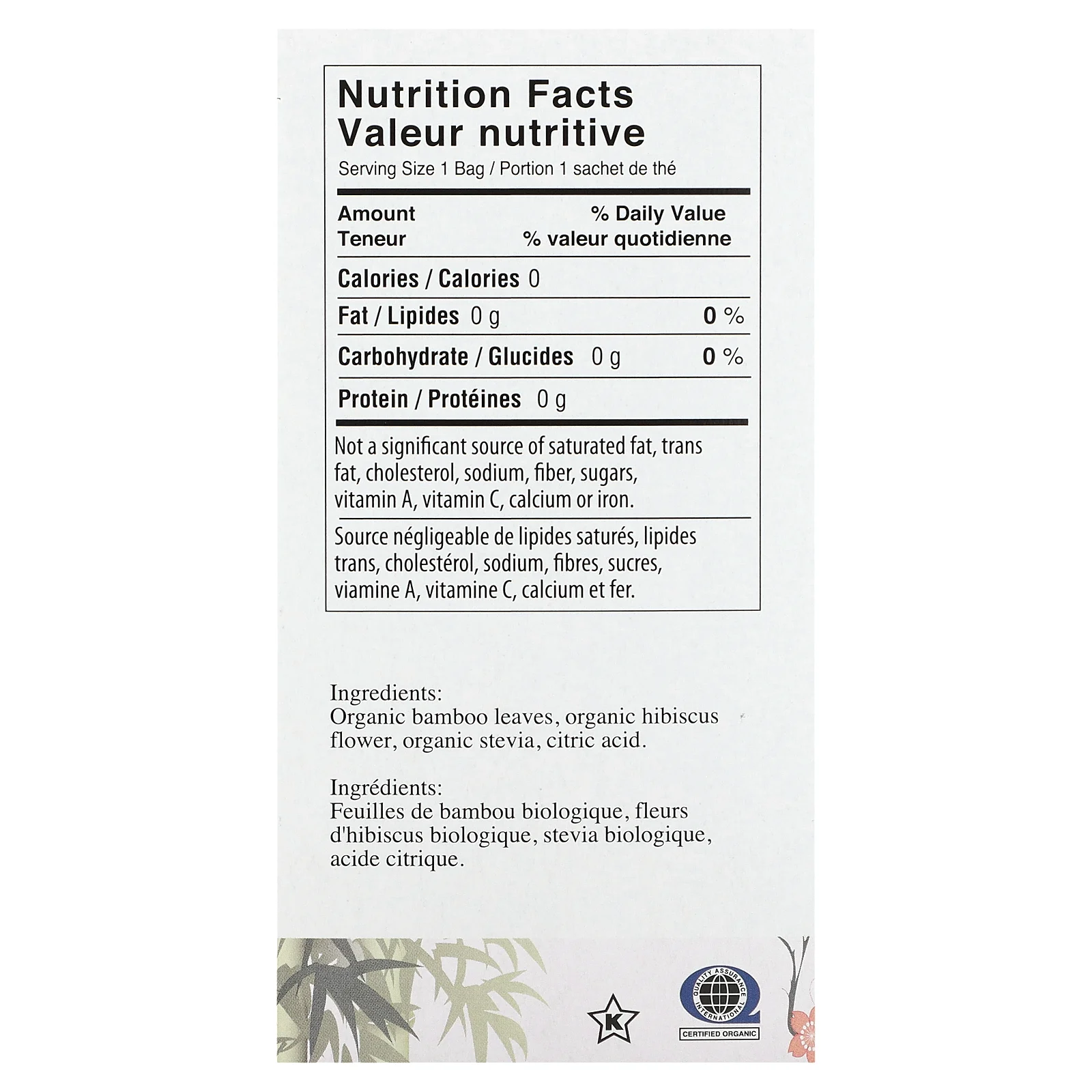 Uncle Lee's Tea, Органический бамбуковый чай, гибискус, без кофеина, 18 чайных пакетиков, 28,8 г (1,02 унции)