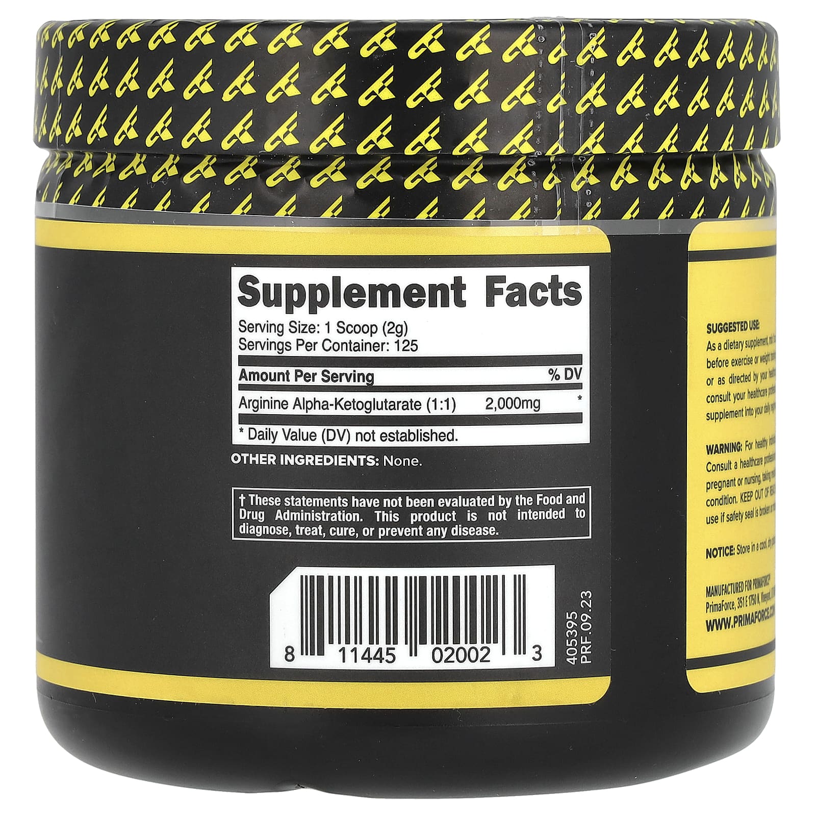 Primaforce, аргинин AKG, без добавок, 250 г (8,9 унции)