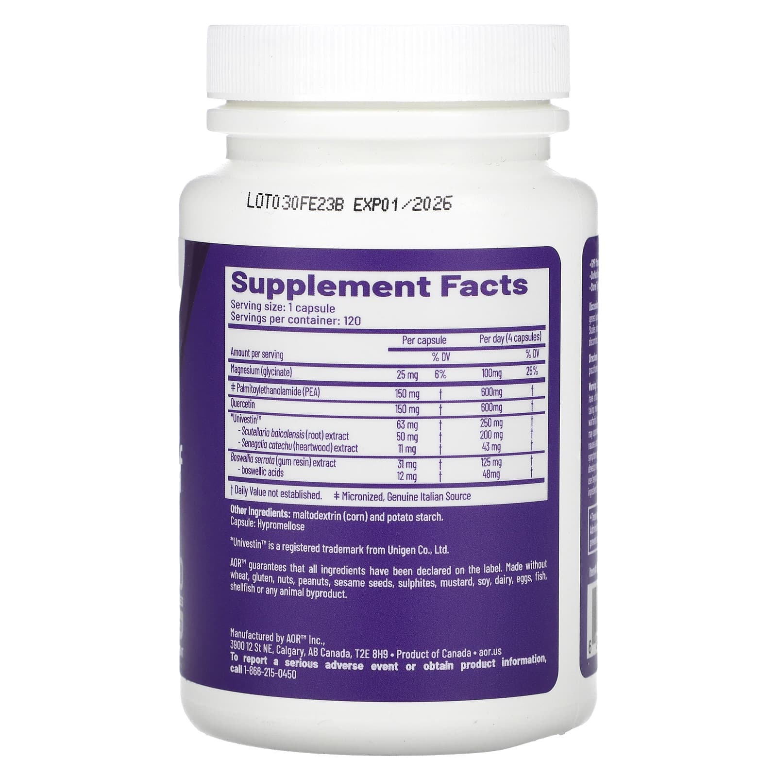 Advanced Orthomolecular Research AOR, PEAk Relief, 120 капсул