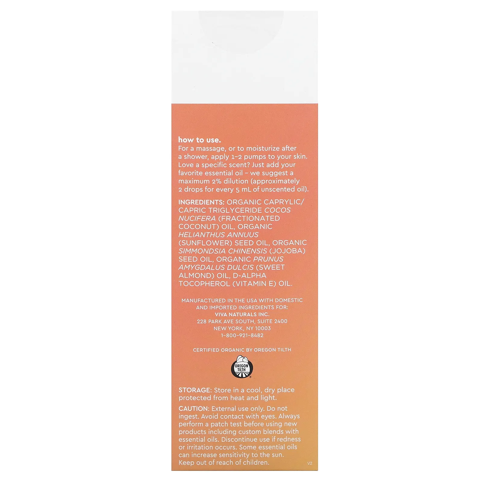 Viva Naturals, Organic Massage Oil, Unscented, 8 fl oz (237 ml)