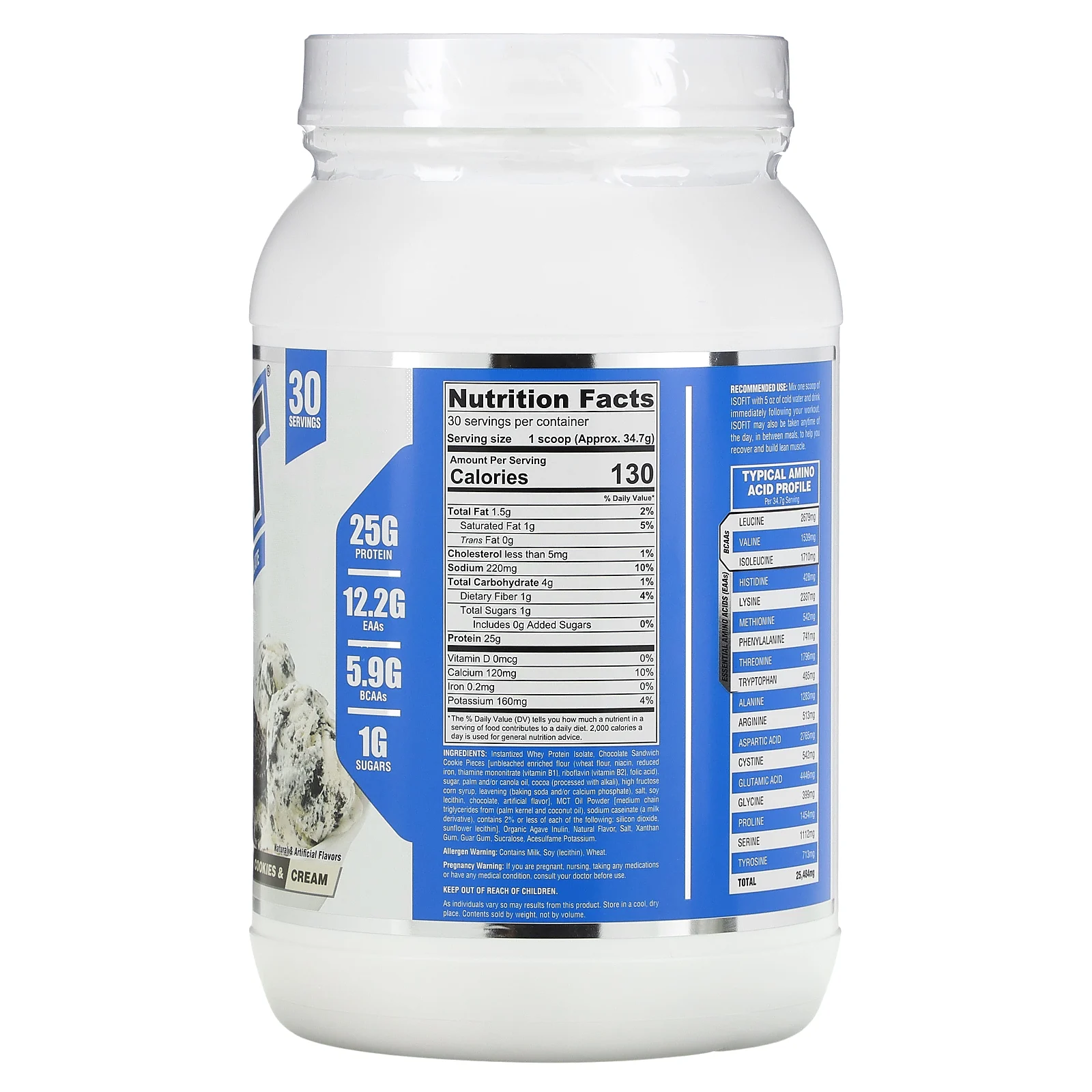 Nutrex Research, IsoFit, десертный изолят премиального качества, со вкусом печенья с кремом, 1041 г (2,3 фунта)
