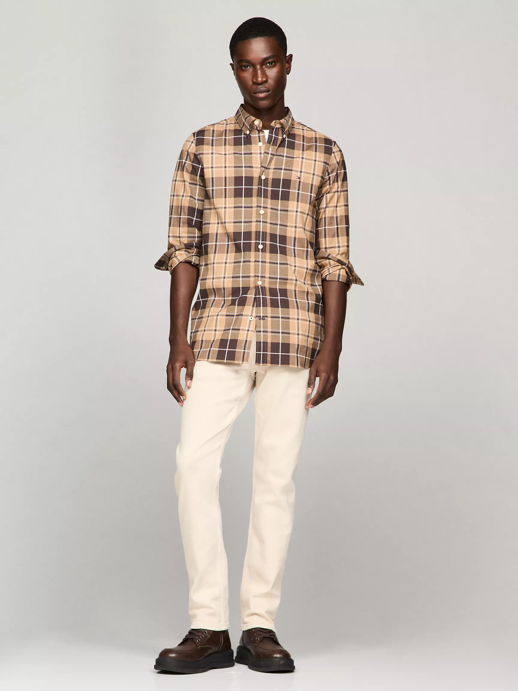 Мужская рубашка Tommy Hilfiger, Приталенная клетчатая рубашка из поплина THFlex