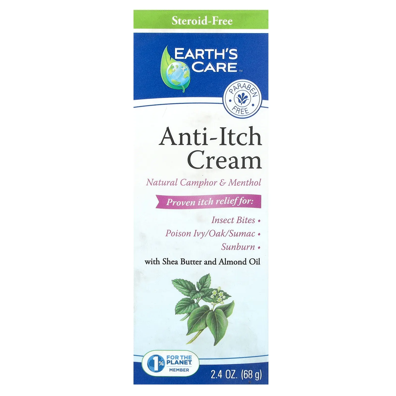 Earth's Care, Крем против зуда, с маслом ши и миндальным маслом, 68 г (2,4 унции)