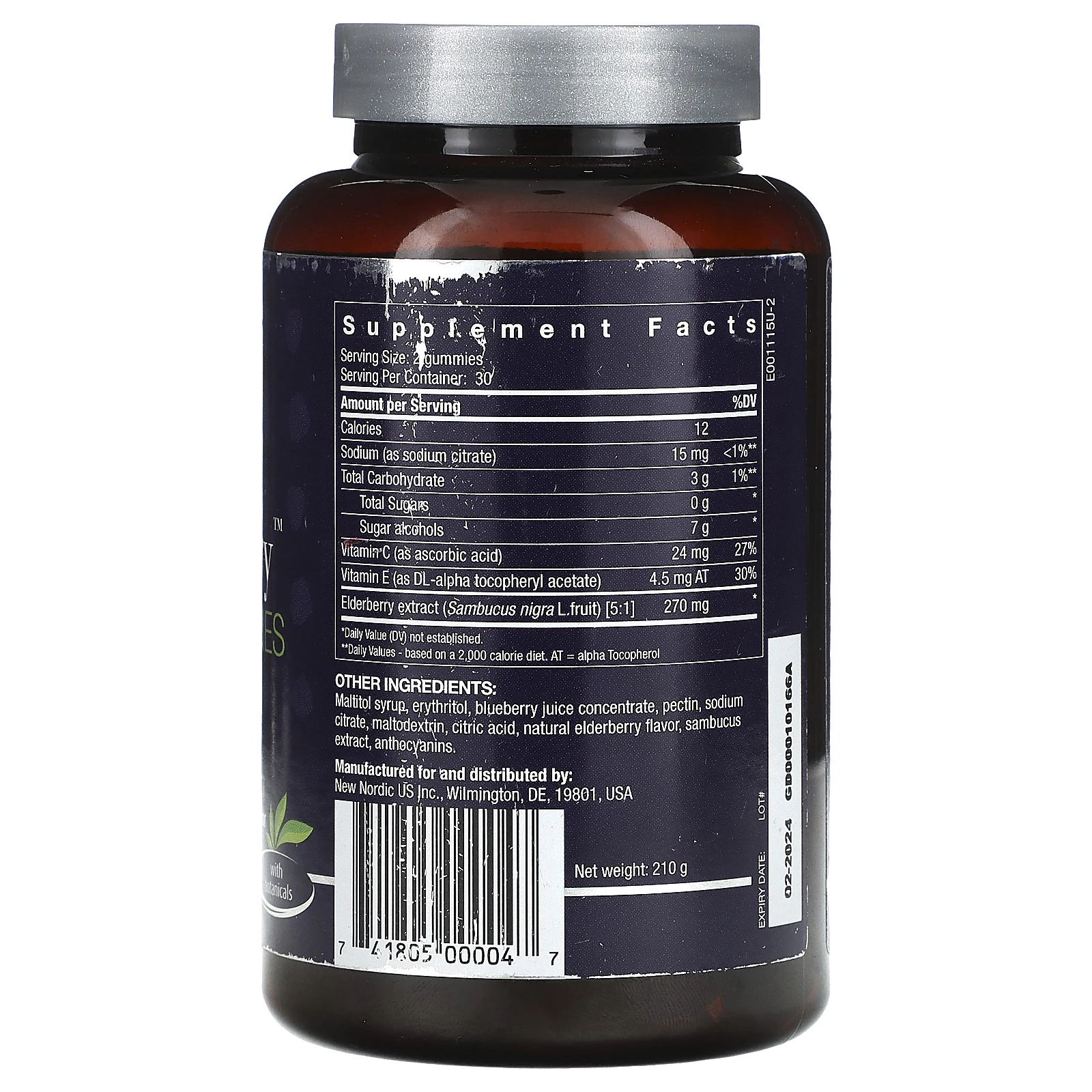 New Nordic, Веганские жевательные мармеладки с бузиной, 60 жевательных мармеладок