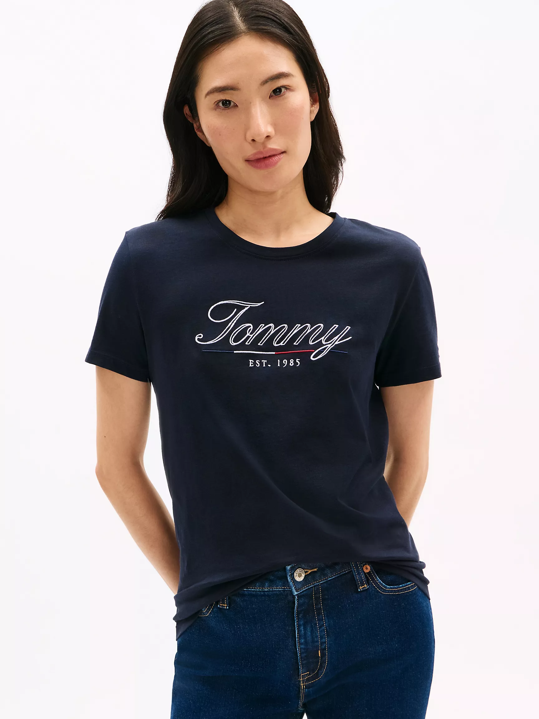Женская футболка Tommy Hilfiger, Футболка с логотипом Tommy в виде рукописного текста