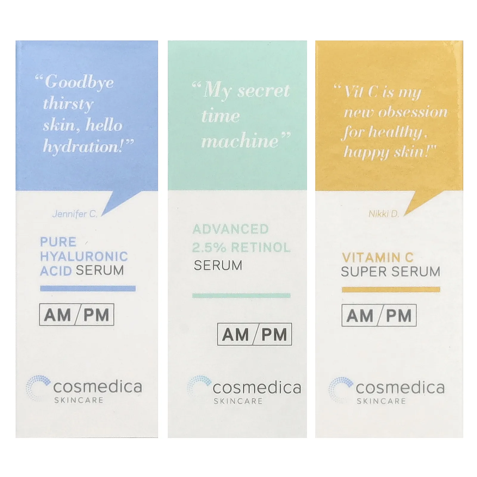 Cosmedica Skincare, Essential Serum, мини-сыворотки, набор из 3 шт.