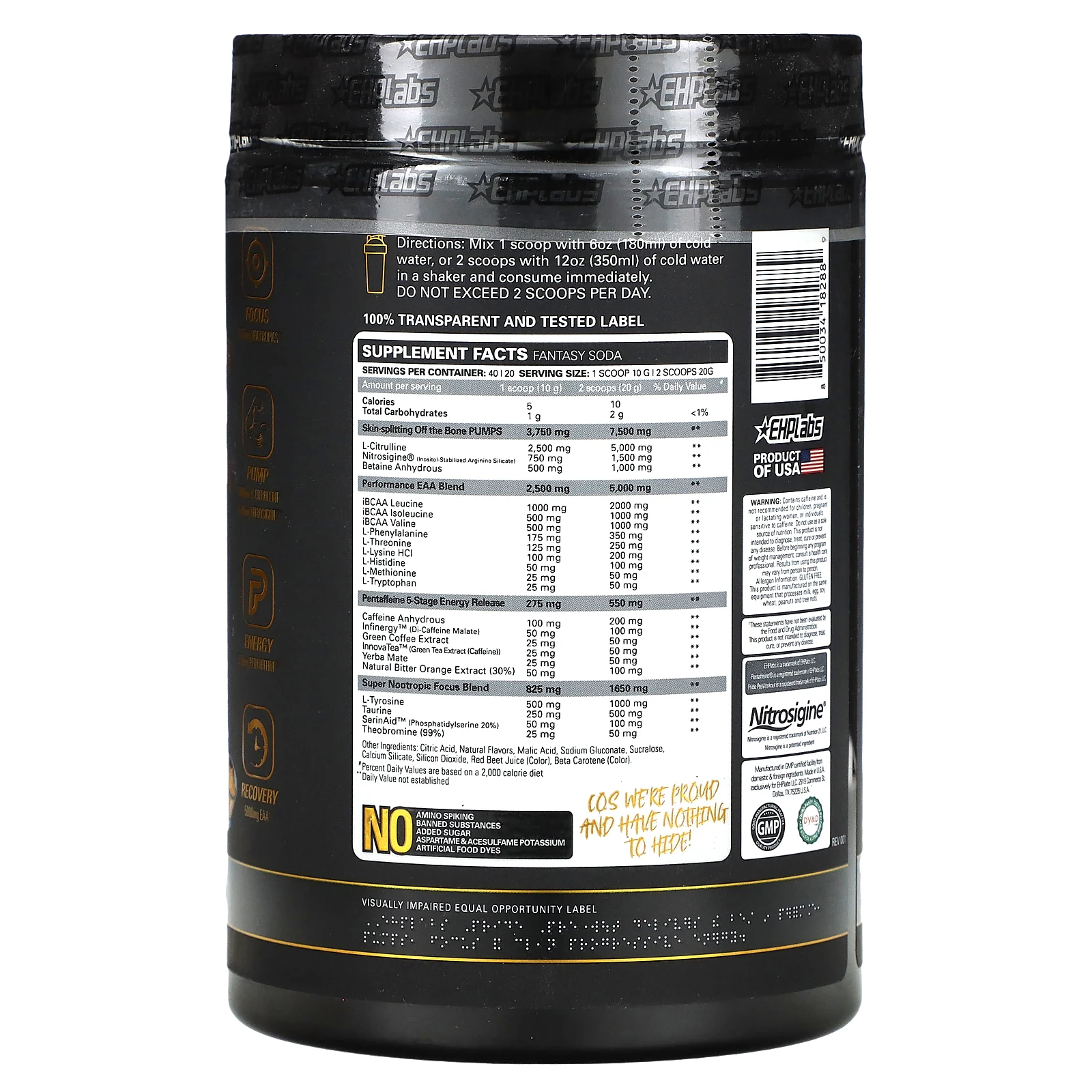 EHPlabs, Pride, King of Pre-Workouts, со вкусом содовой, 400 г (14,1 унции)