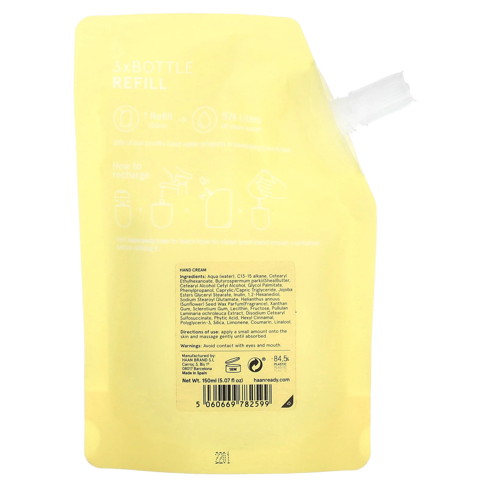 Haan, сменный крем для рук, с ароматом кокоса, 150 мл (5,07 жидк. унции)