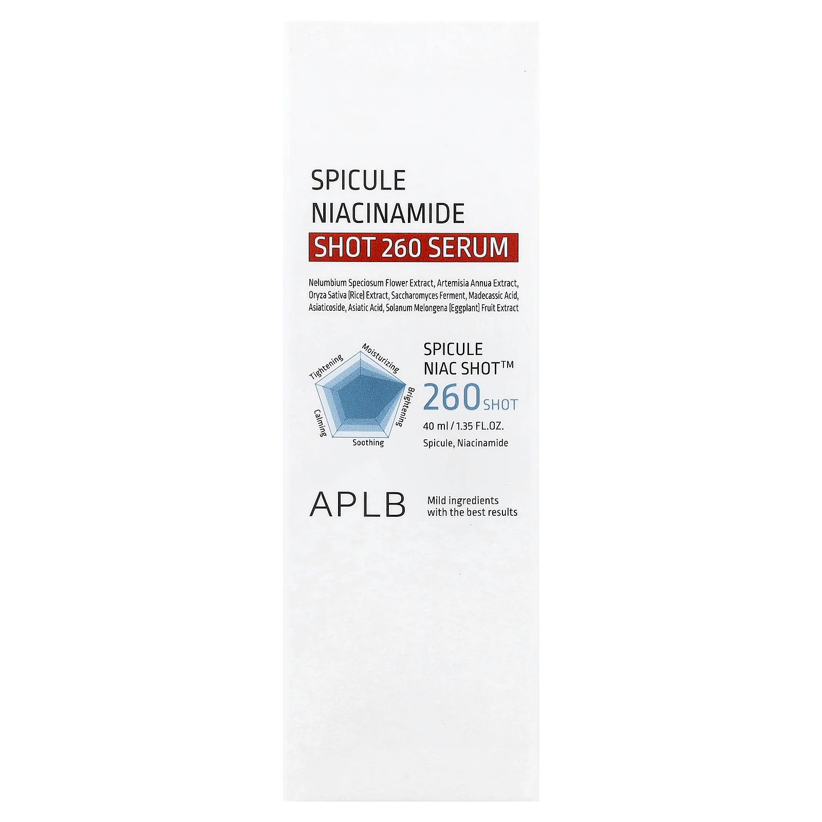 APLB, Spicule Niacinamide Shot 260, сыворотка, 40 мл (1,35 жидк. унции)