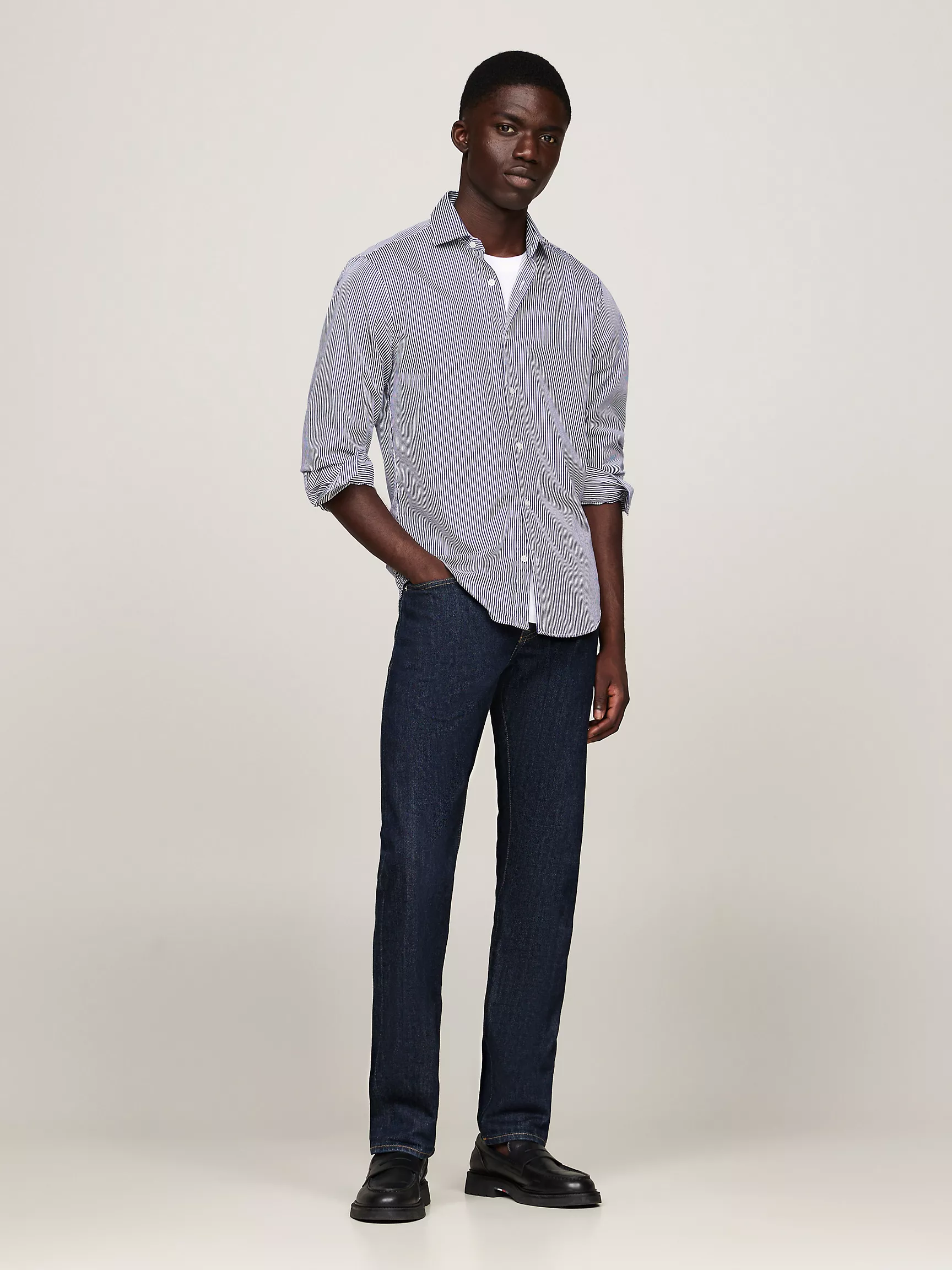 Мужская рубашка Tommy Hilfiger, Приталенная рубашка из поплина в полоску