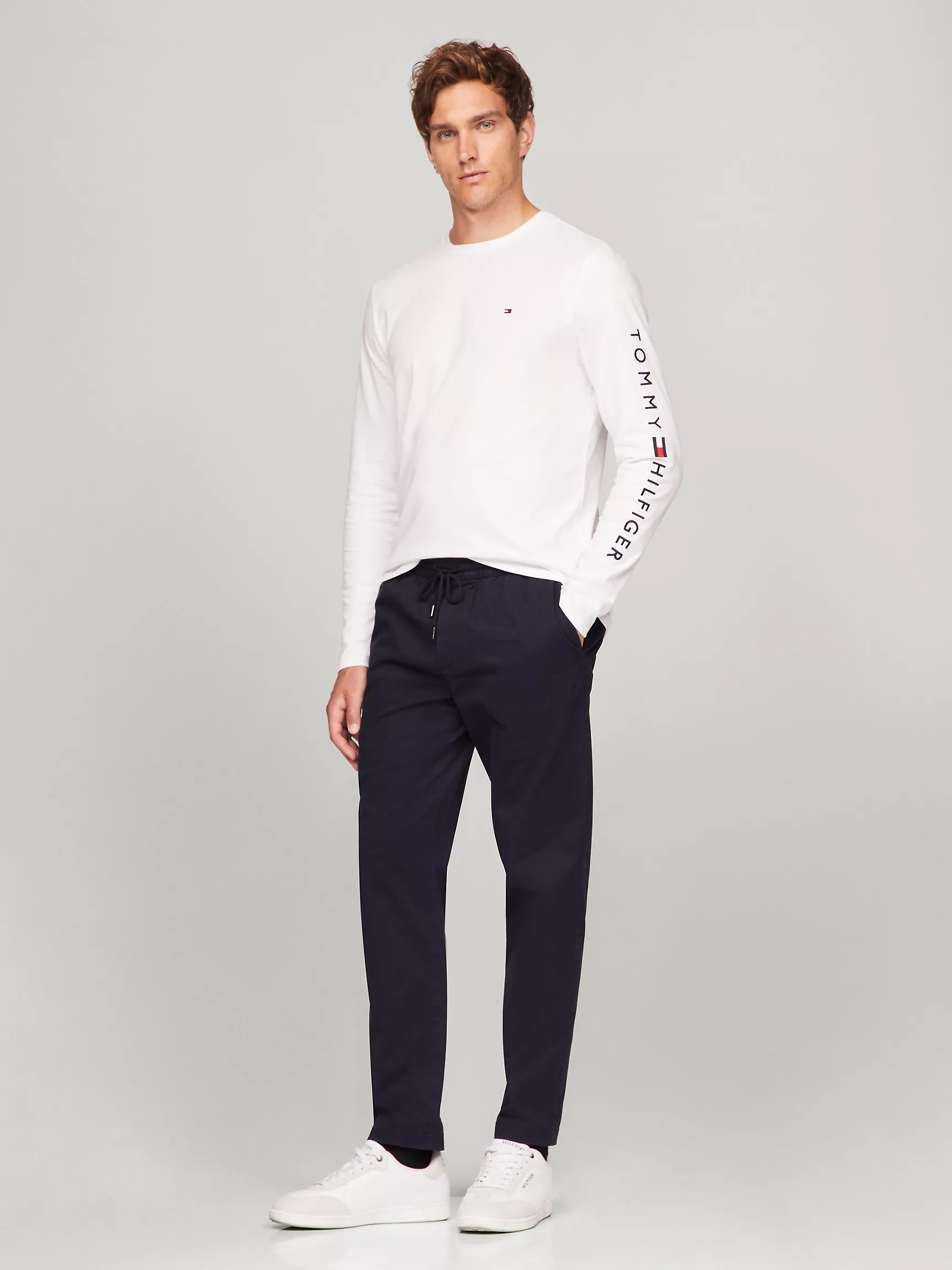 Мужская футболка Tommy Hilfiger, Футболка с длинным рукавом и логотипом Tommy