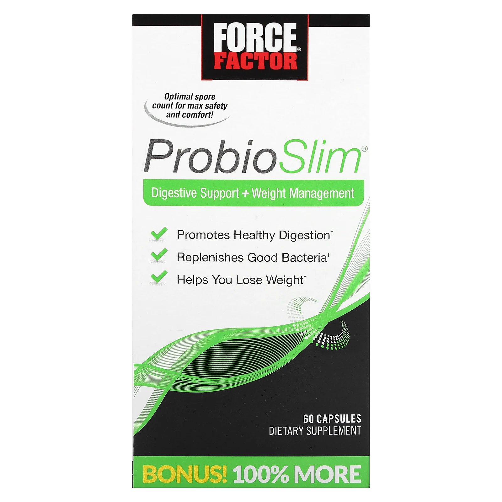 Force Factor, ProbioSlim, средство для поддержки пищеварения и коррекции веса, 60 капсул