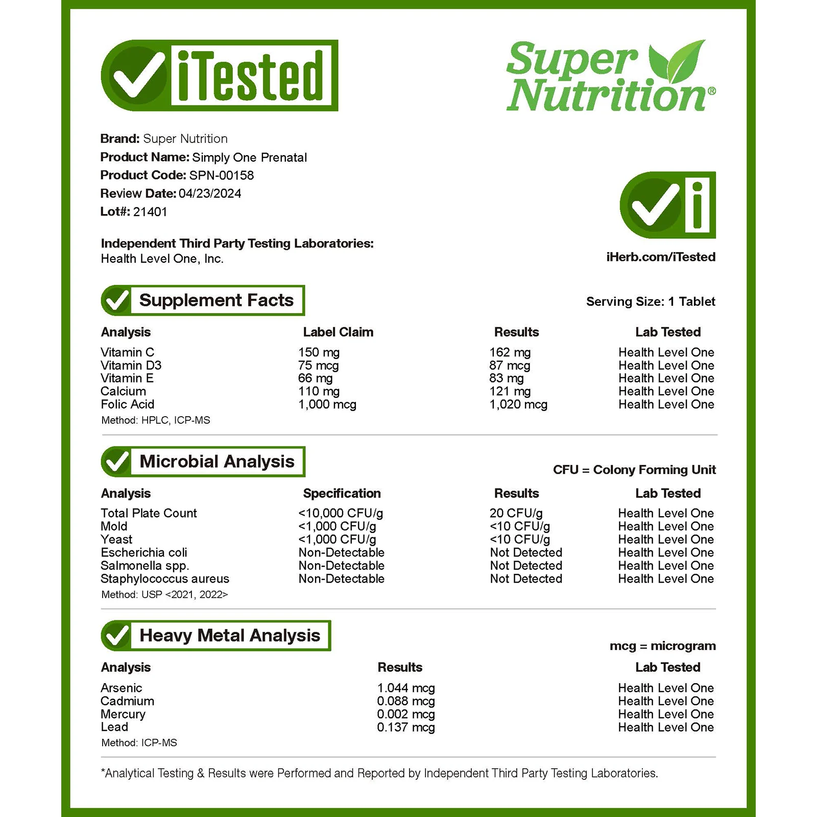 Super Nutrition, Simply One, пренатальные мультивитамины тройного действия, 30 таблеток