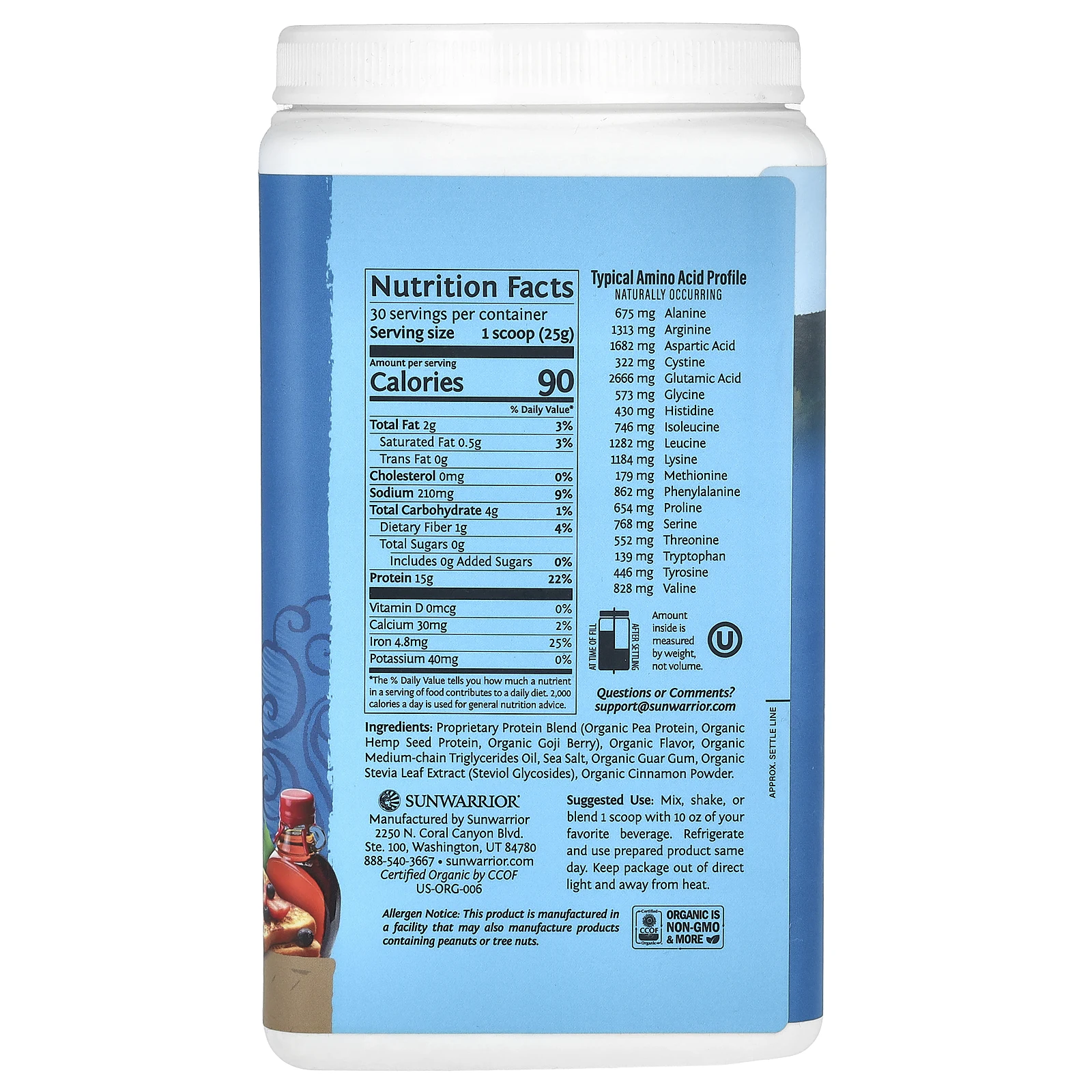 Sunwarrior, Warrior Blend, протеин, кленовые французские тосты, 750 г (1,65 фунта)