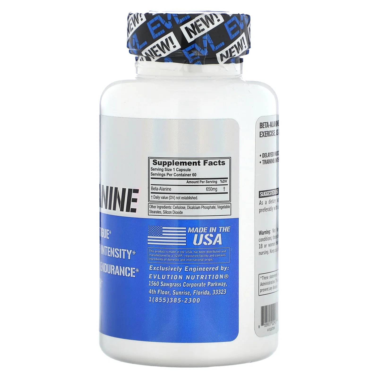 EVLution Nutrition, Бета-аланин, 60 растительных капсул