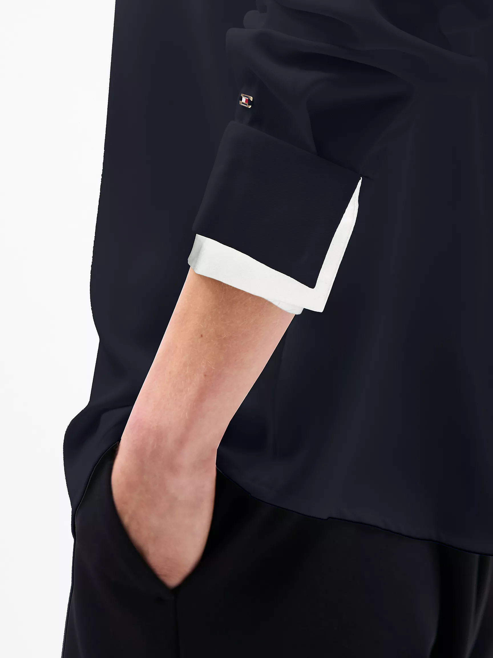 Женская рубашка Tommy Hilfiger, Рубашка из крепа с длинными рукавами и контрастной отделкой