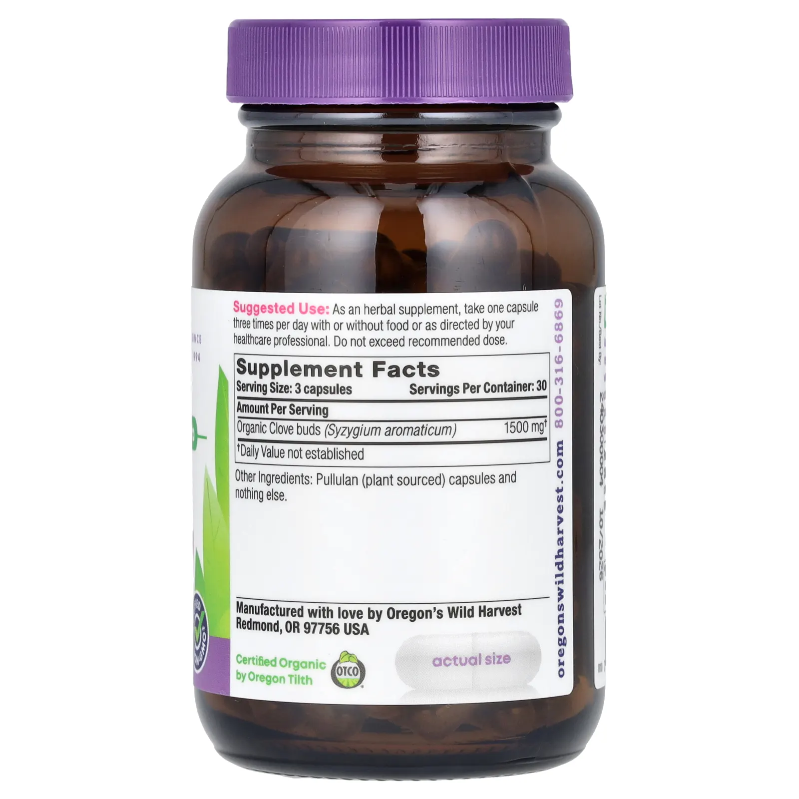 Oregon's Wild Harvest, Гвоздика`` 90 веганских капсул