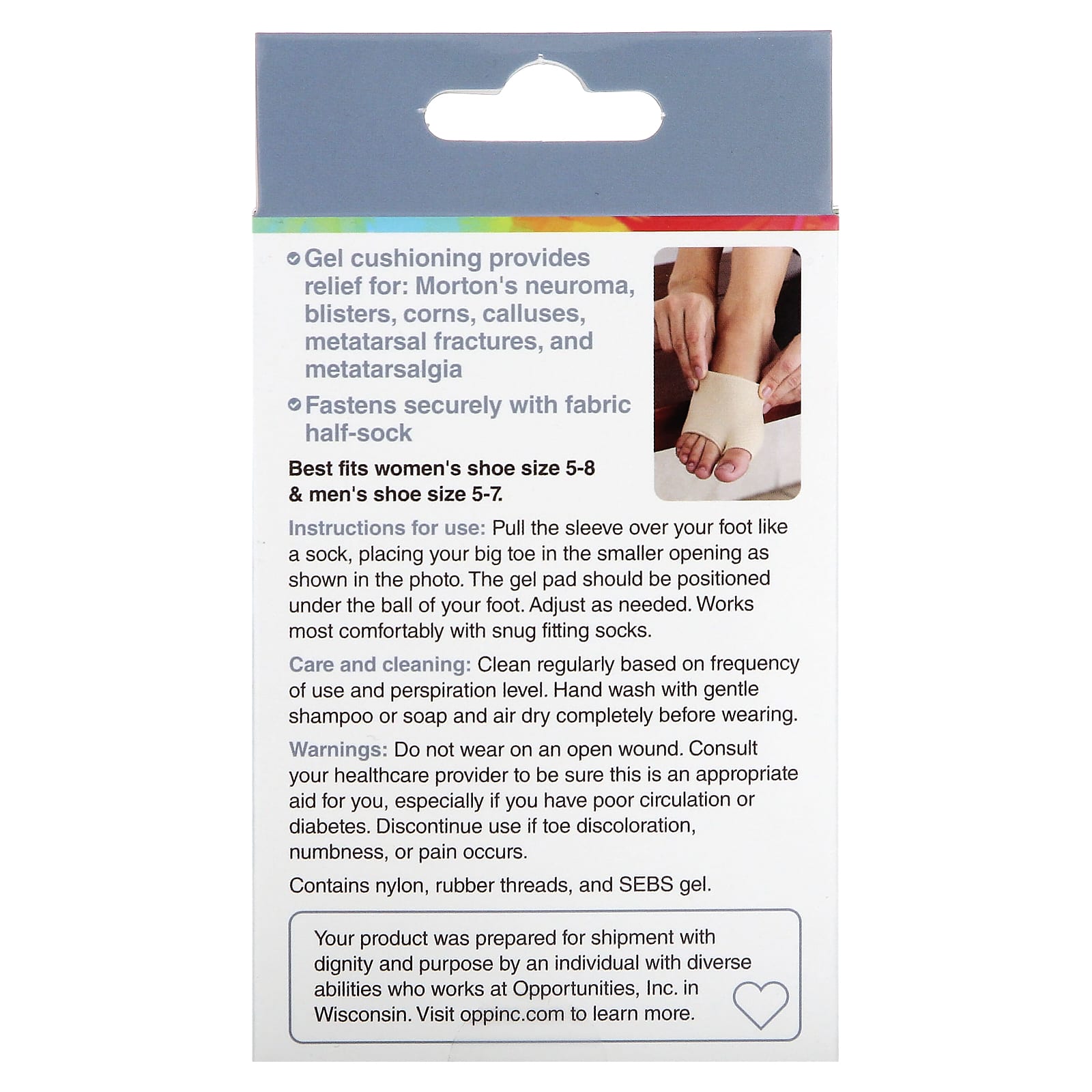 ZenToes, Гелевые подушечки для плюсны, от боли в стопе, универсальный размер, 1 пара