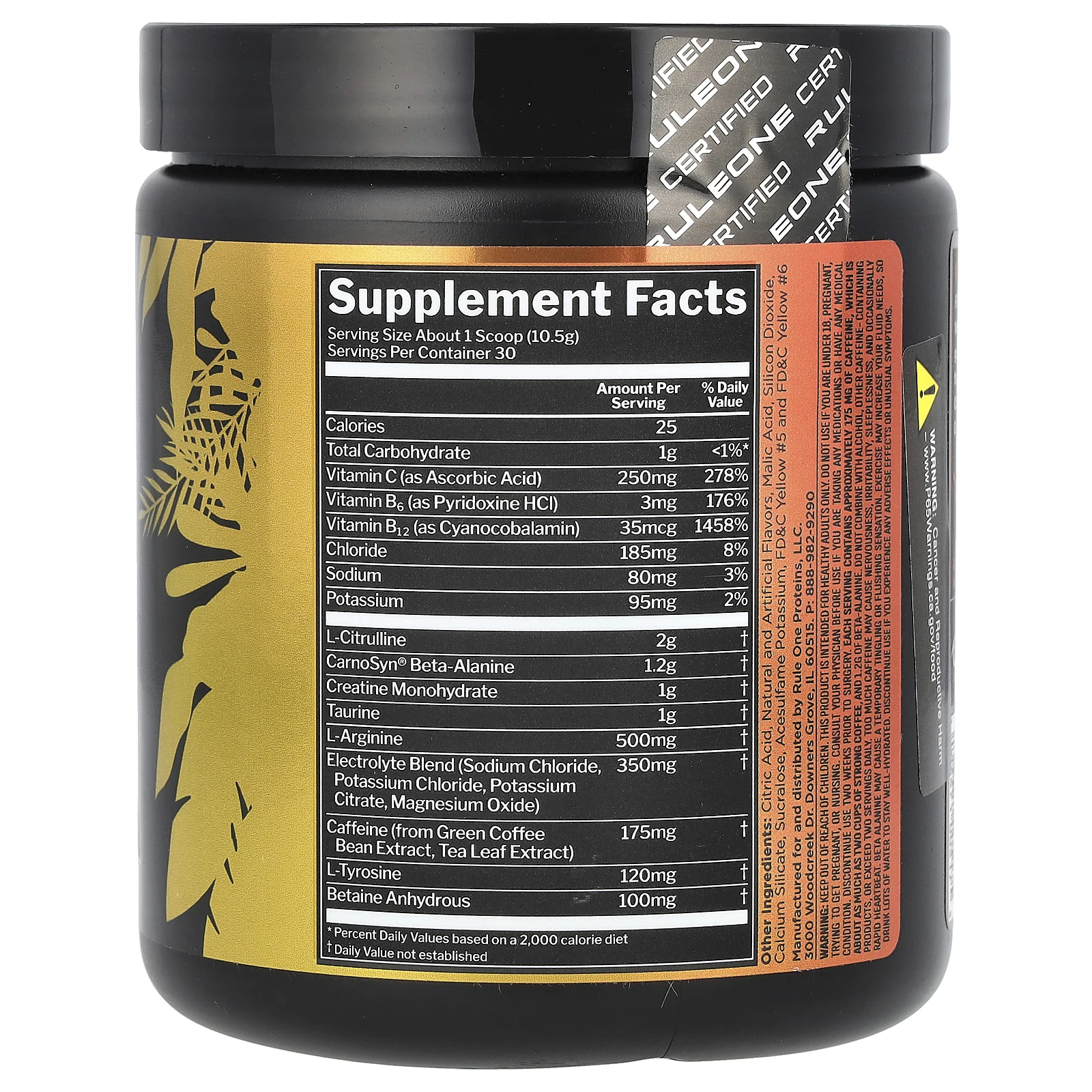 Rule One Proteins, Roar, Ferocious предтренировочный комплекс, со вкусом персика и манго, 315 г (11,11 унции)