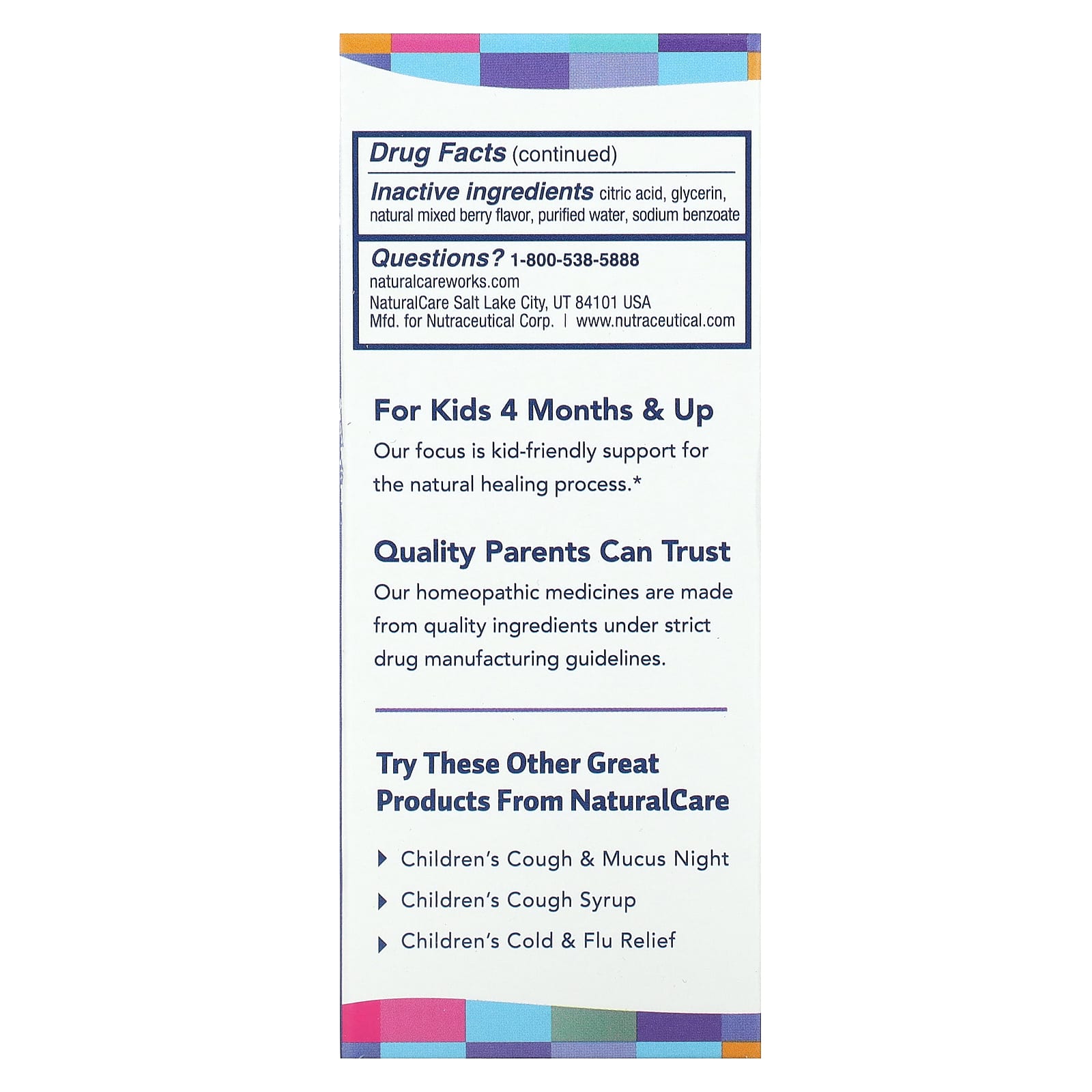 NaturalCare, Children's Cough & Mucus, от 4 месяцев и старше, натуральные ягоды, 120 мл (4 жидк. унции)