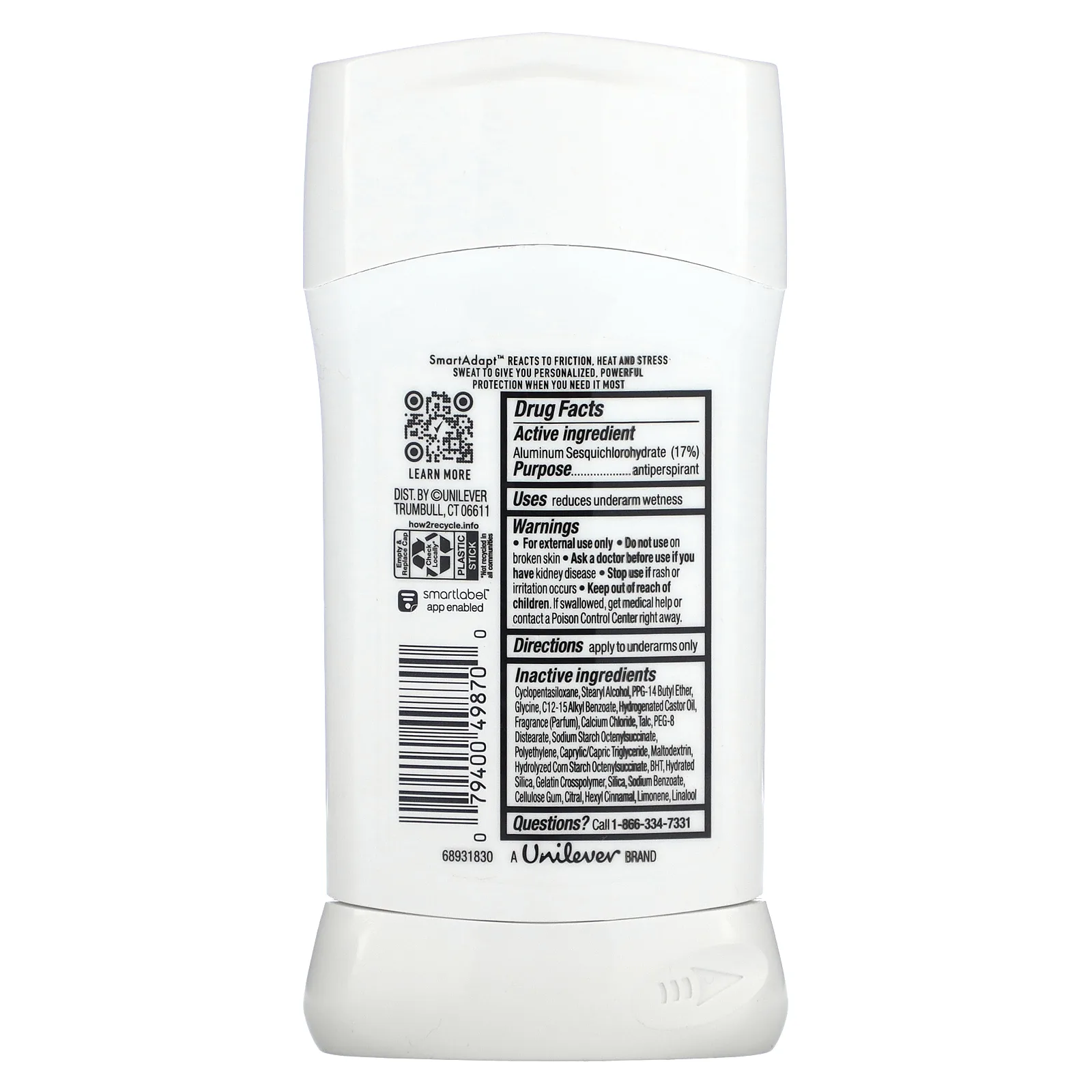 Degree, Unlimited, дезодорант-антиперспирант, невидимое твердое вещество, очищающий, 76 г (2,7 унции)