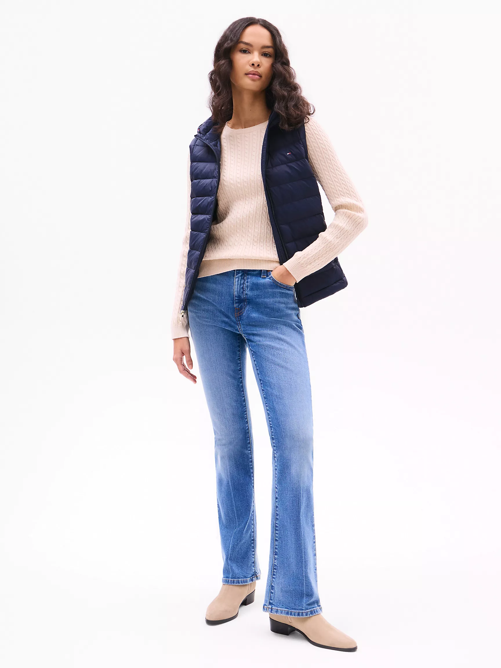 Женская куртка Tommy Hilfiger, Легкий пуховой жилет с капюшоном