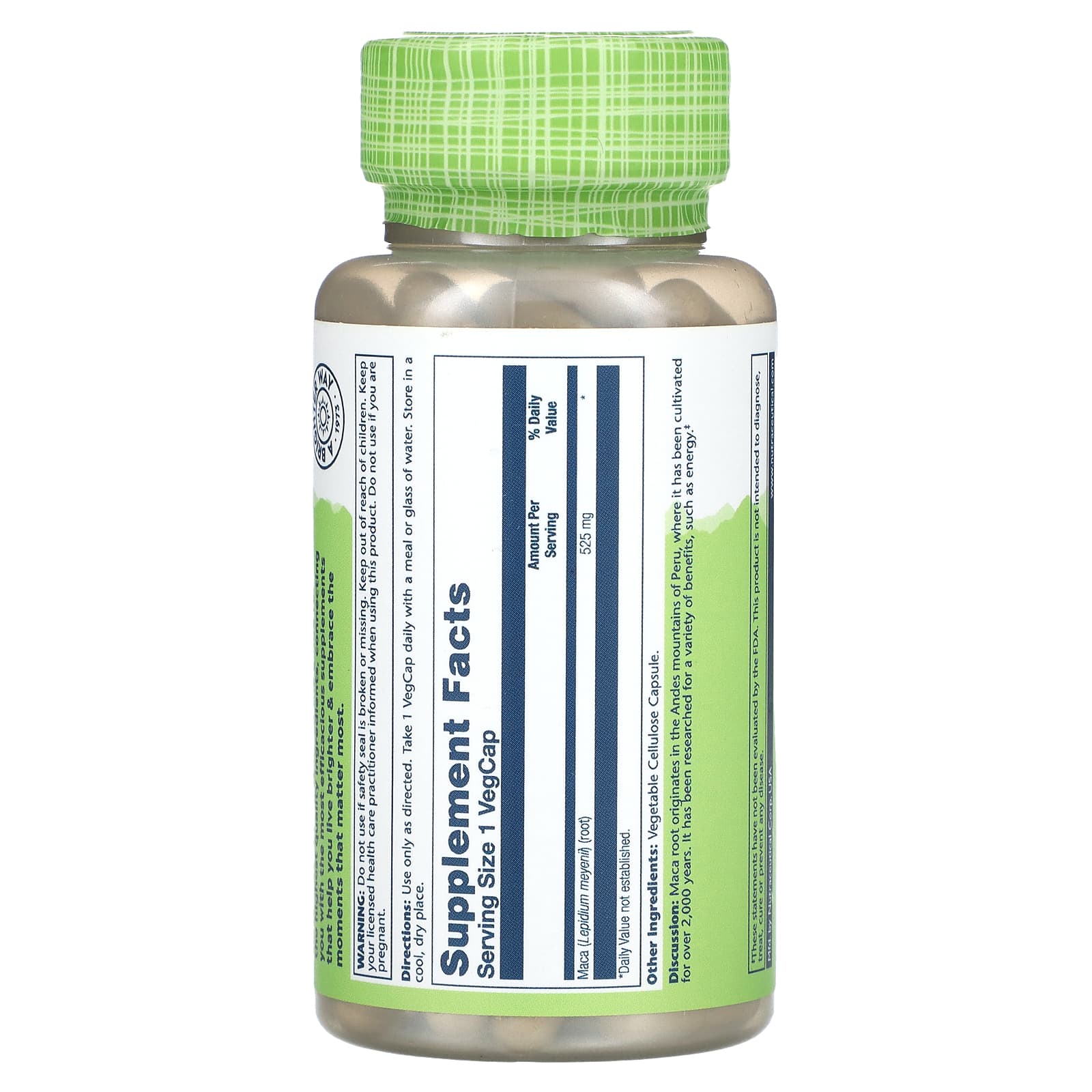 Solaray, True Herbs, мака, 525 мг, 100 вегетарианских капсул