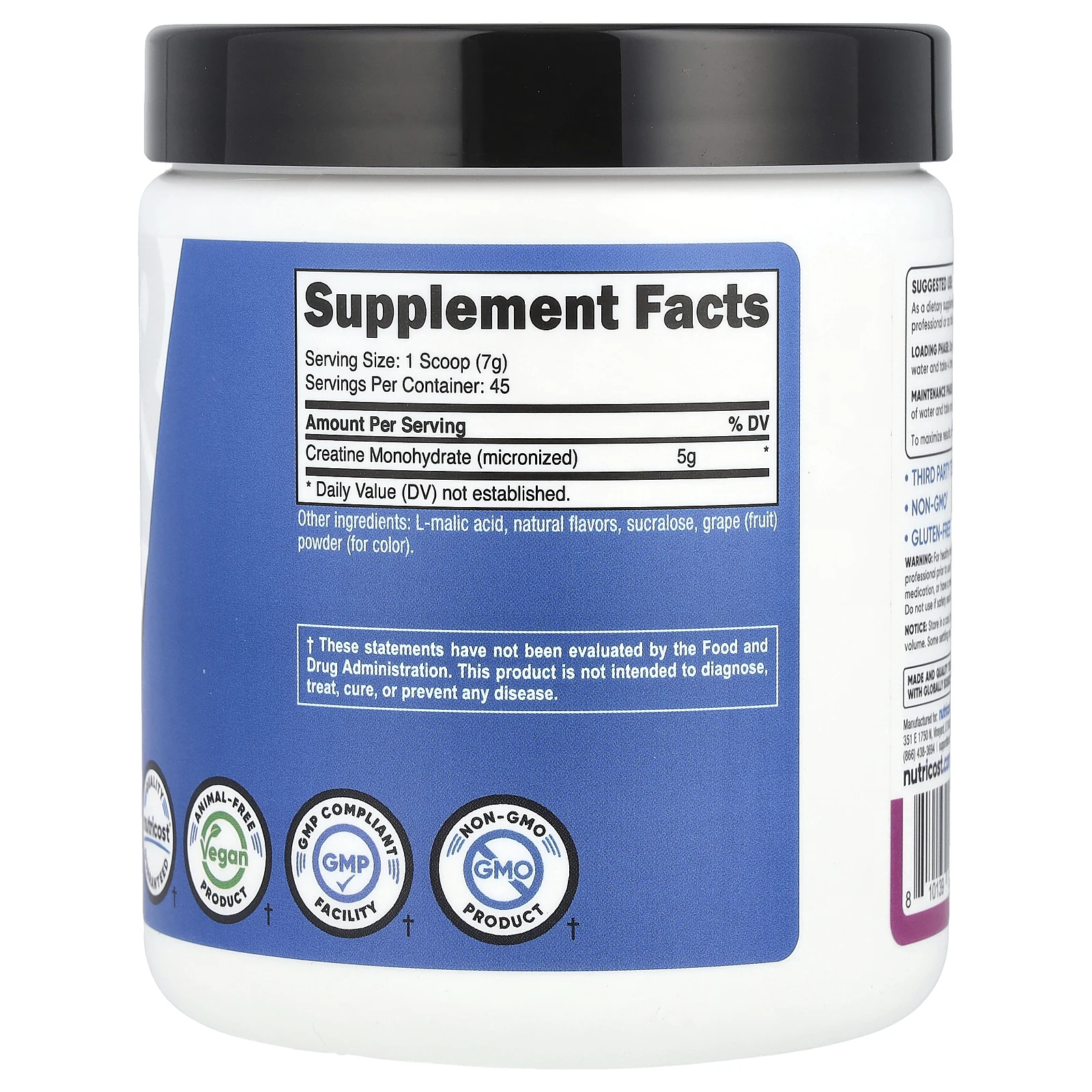 Nutricost, Performance, моногидрат креатина, виноград, 300 г (10,7 унции)