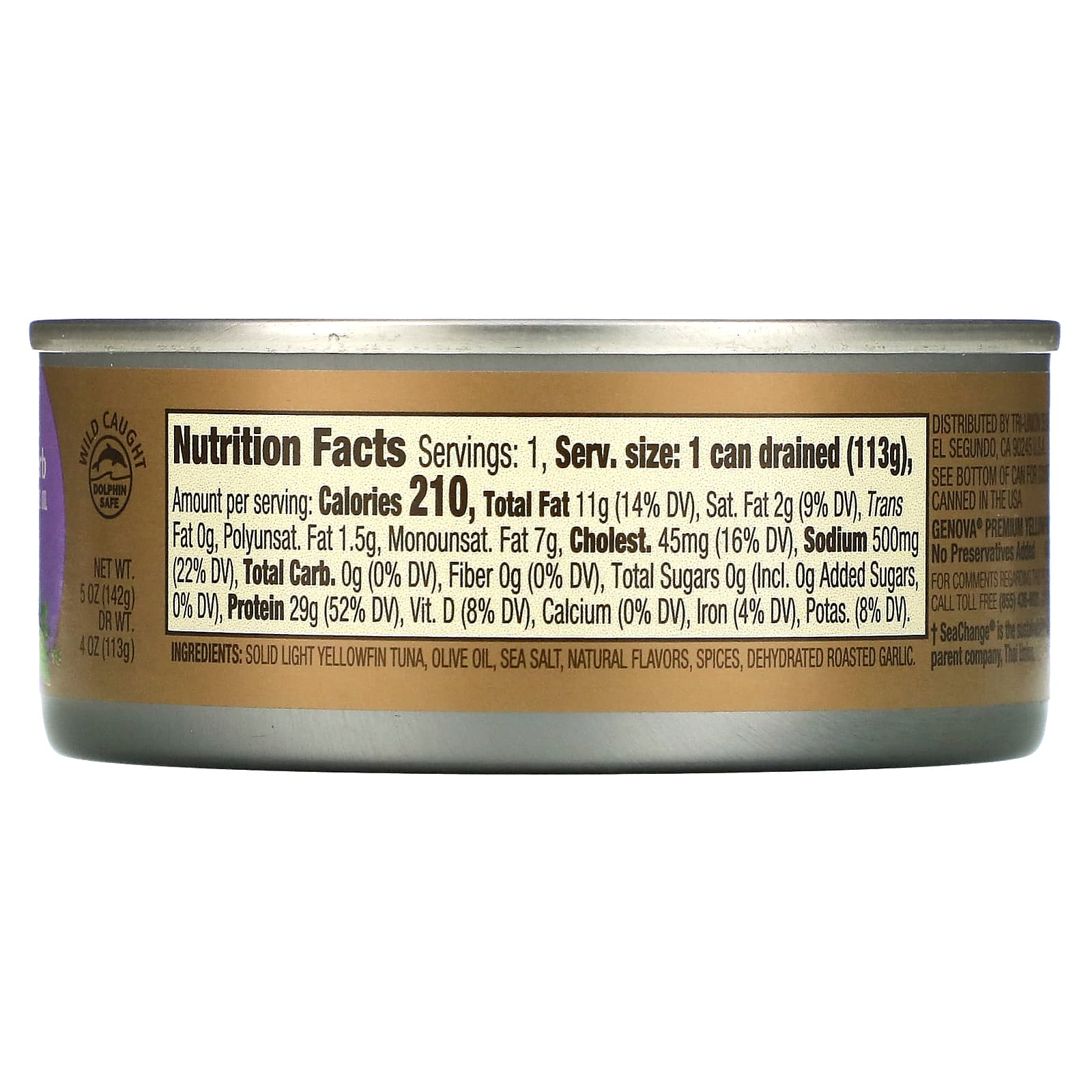 Genova, Желтоперый тунец в оливковом масле, чесноке и тосканских травах, 142 г (5 унций)