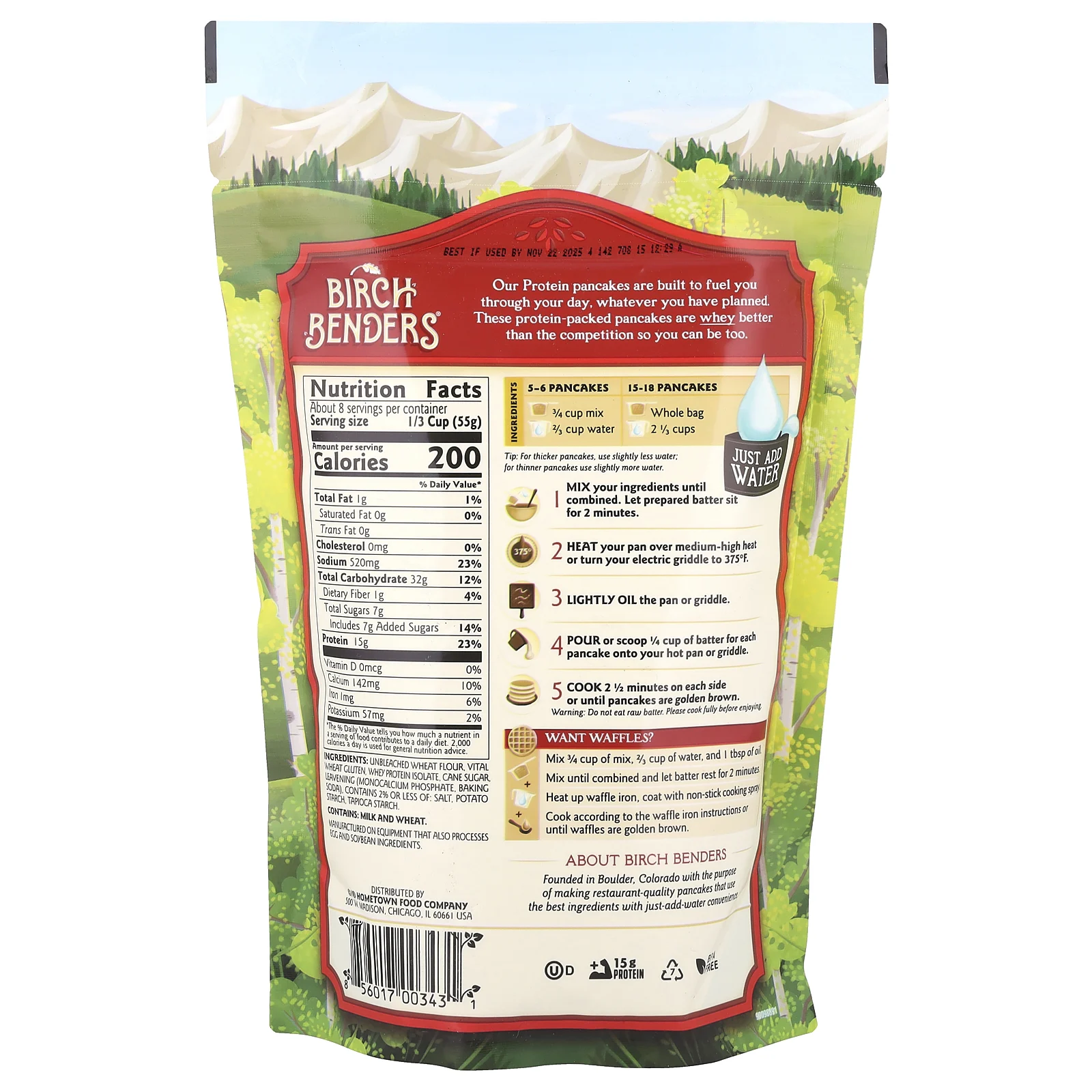 Birch Benders, Полная смесь для блинов и вафель, протеин, 454 г (16 унций)