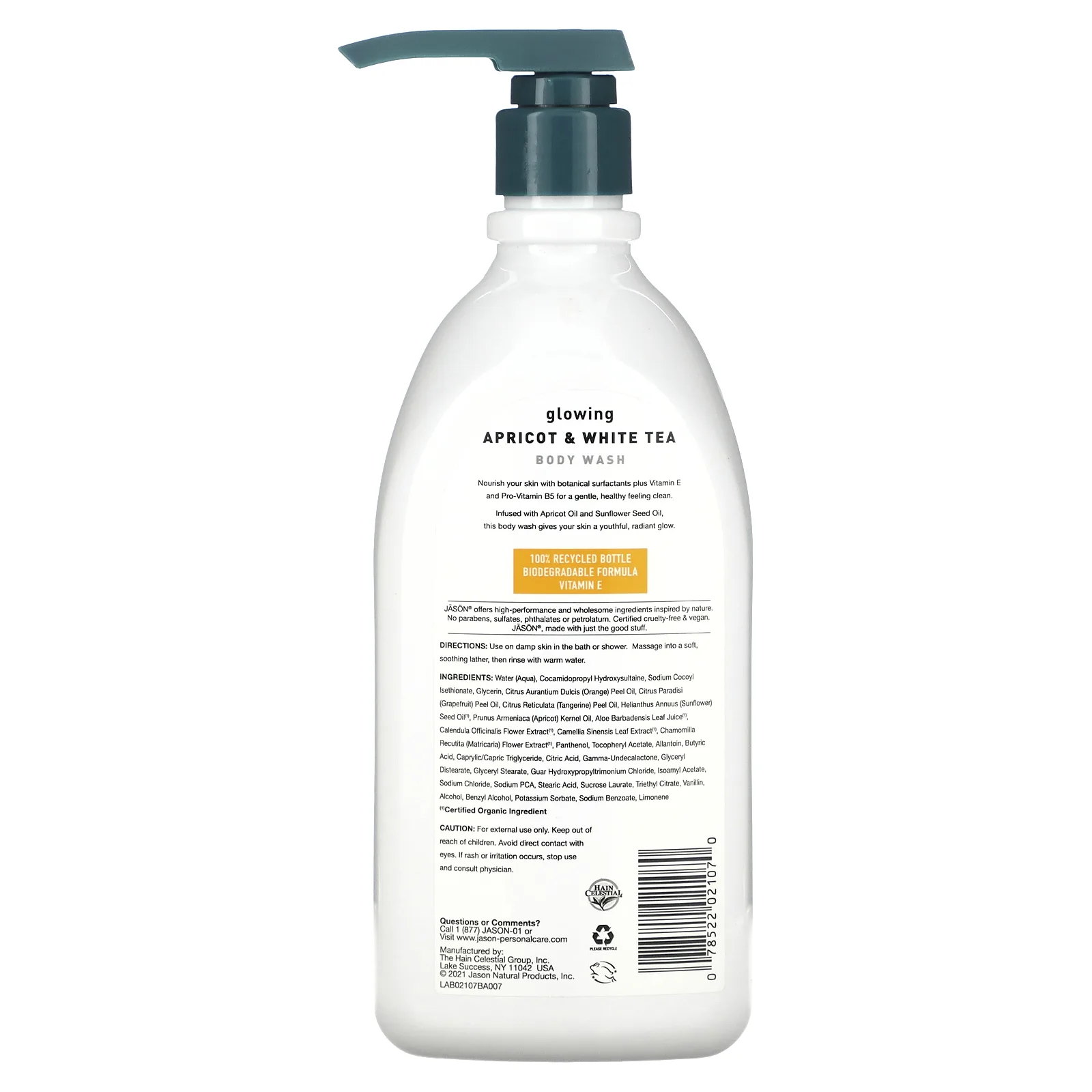 Jason Natural, средство для мытья тела, абрикос и белый чай, 887 мл (30 жидк. унций)