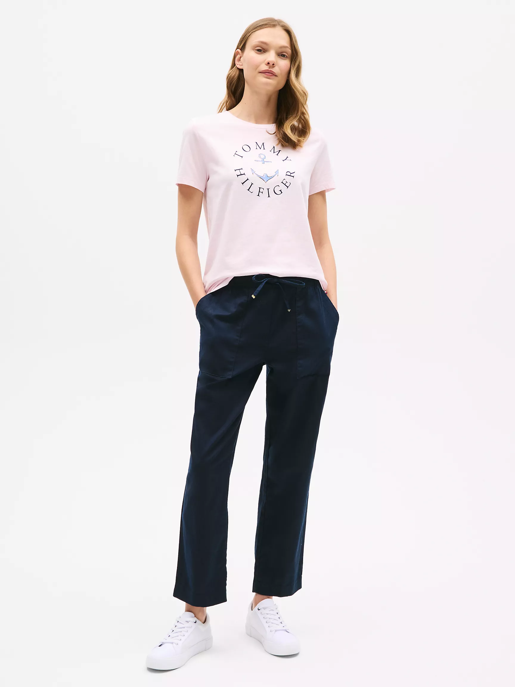 Женская футболка Tommy Hilfiger, Футболка с логотипом Tommy и якорем