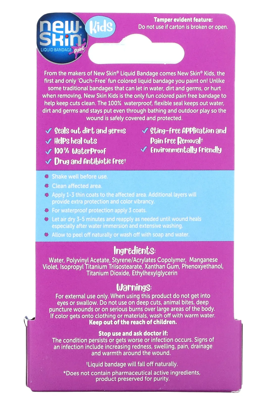 New Skin, Kids, Bandage Paint, жидкая повязка / средство для защиты кожи, фиолетовый, 10 мл (0,3 жидк. Унции)