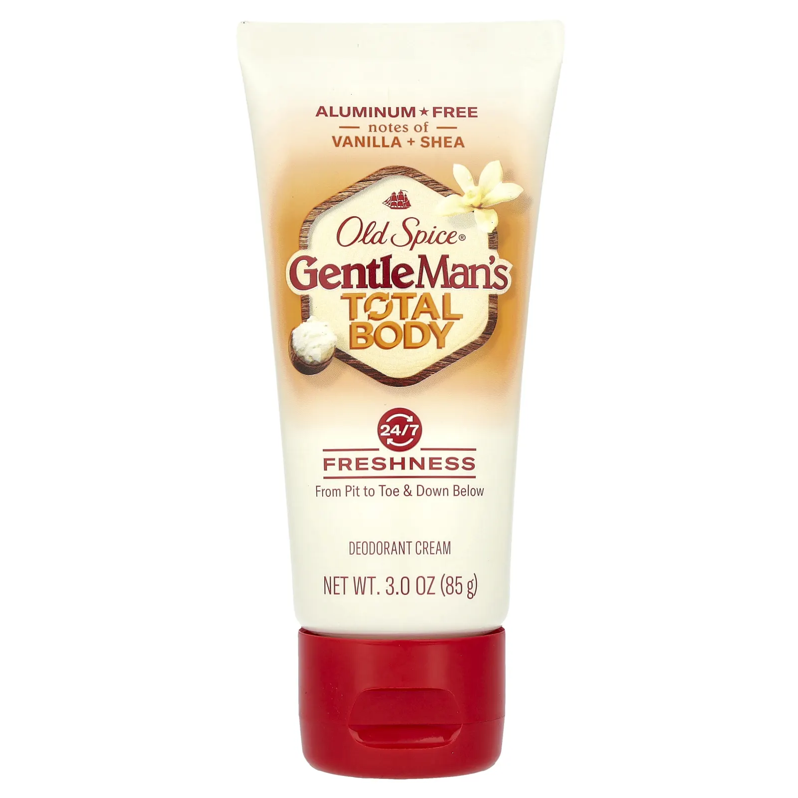 Old Spice, Gentle Man's Total Body, крем-дезодорант, без алюминия, ваниль и масло ши, 85 г (3 унции)