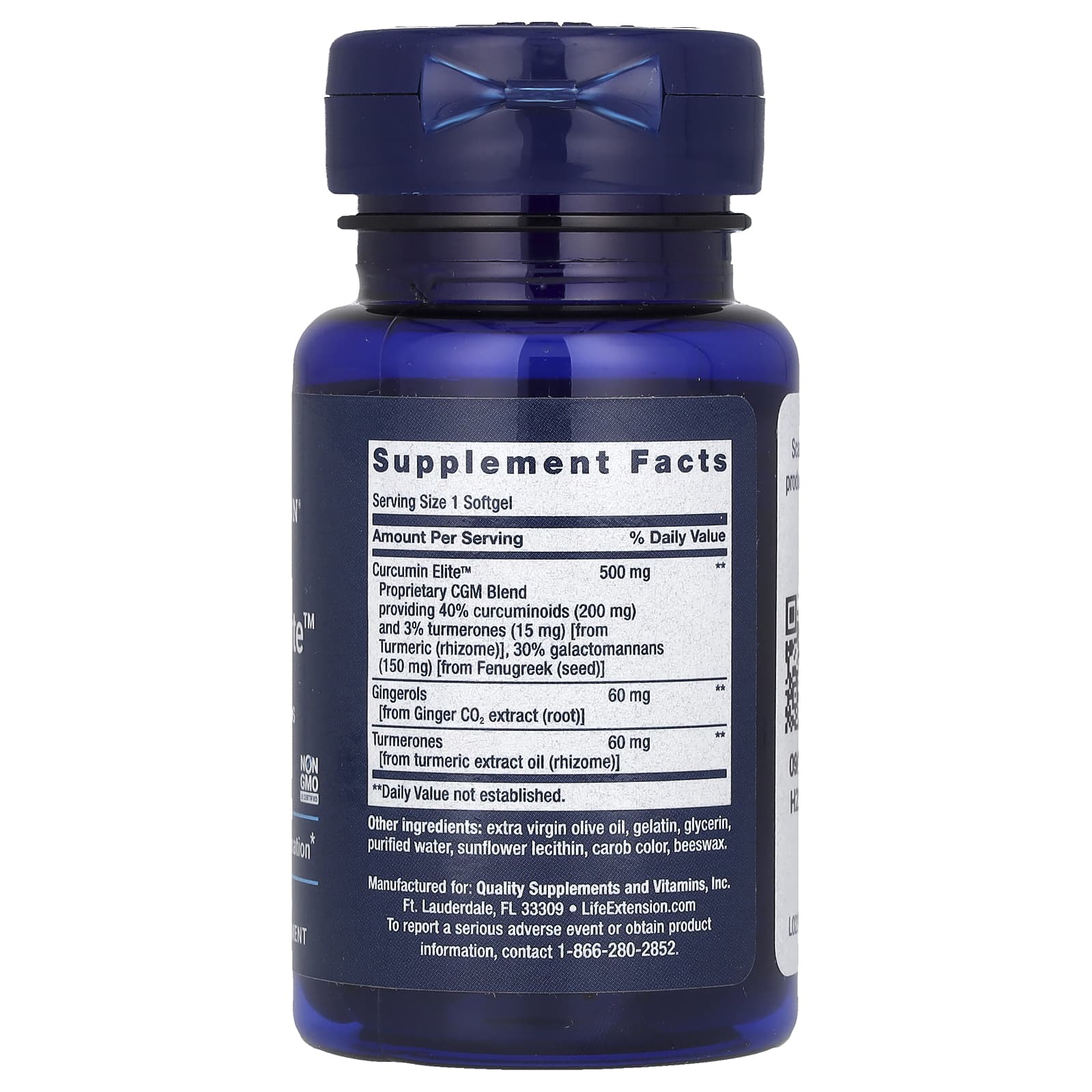 Life Extension, Advanced Curcumin Elite, экстракт куркумы, имбирь и турмероны, 30 капсул