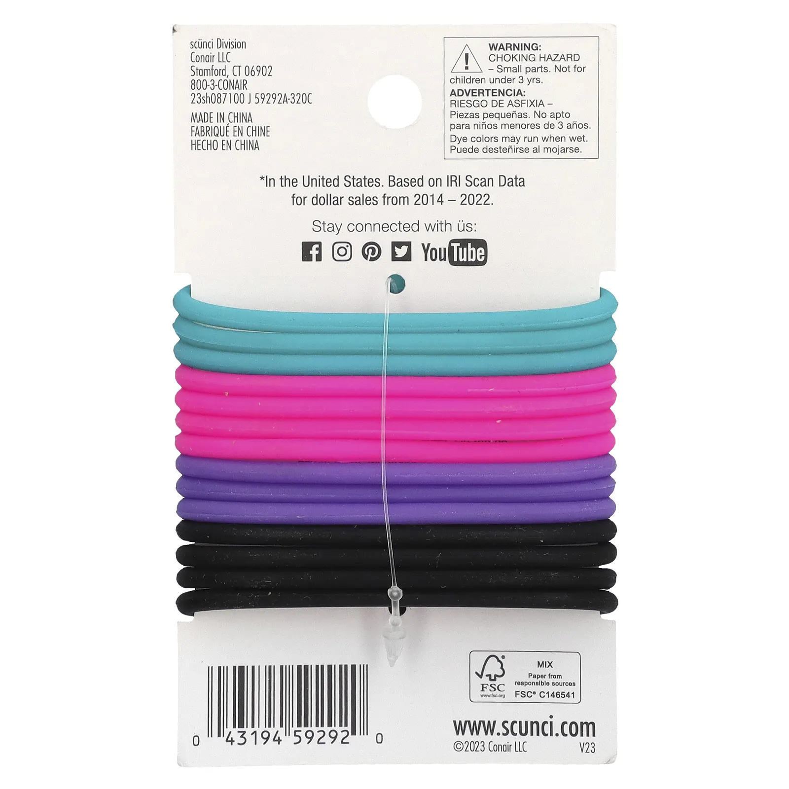 Scunci, нескользящие резинки, разные цвета, 14 шт.