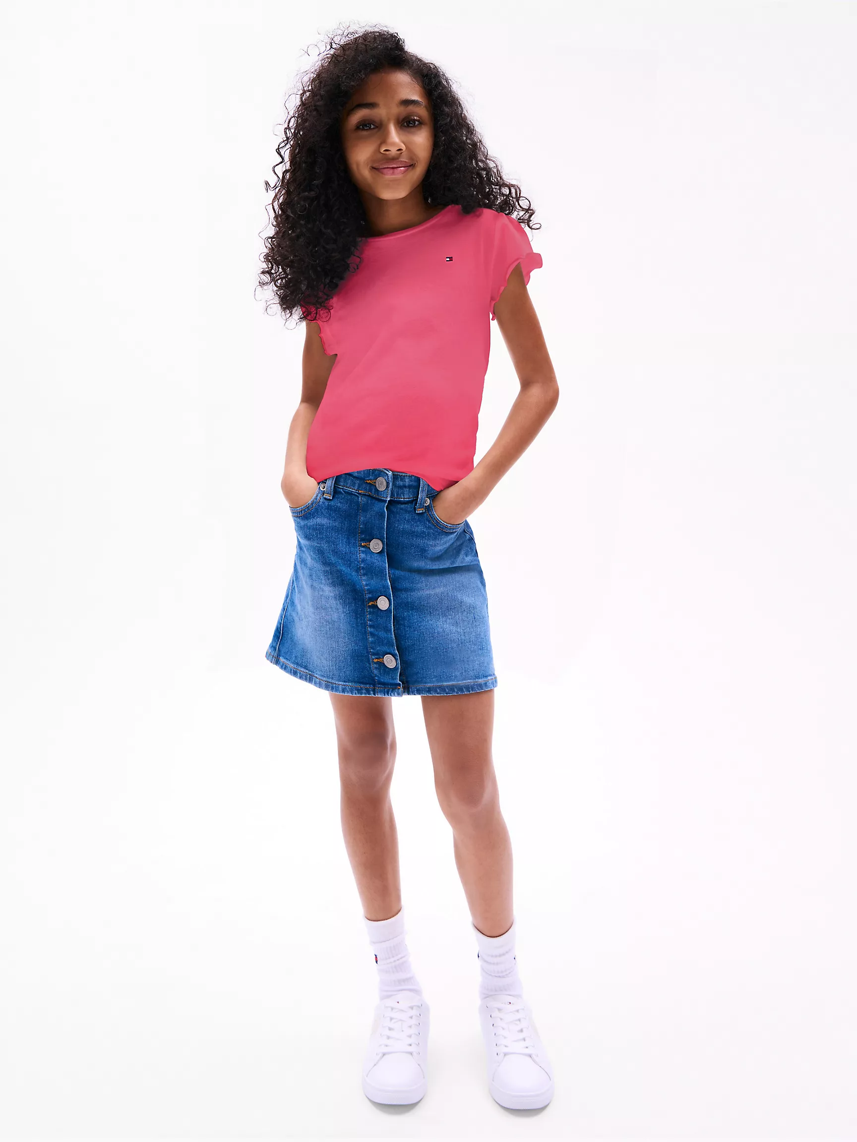 Топ для девочек Tommy Hilfiger, Детская футболка с рукавами-воланами