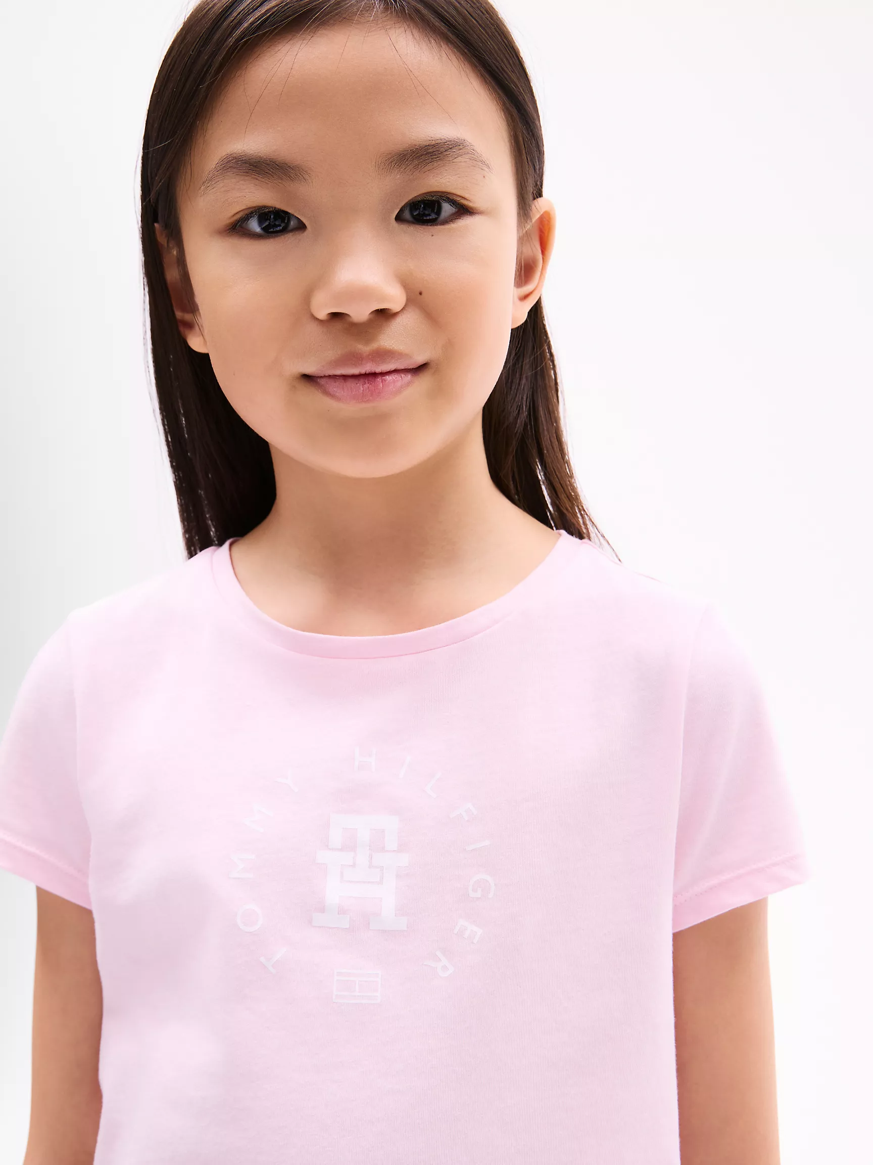 Футболка для девочек Tommy Hilfiger, Детская футболка с круглым логотипом