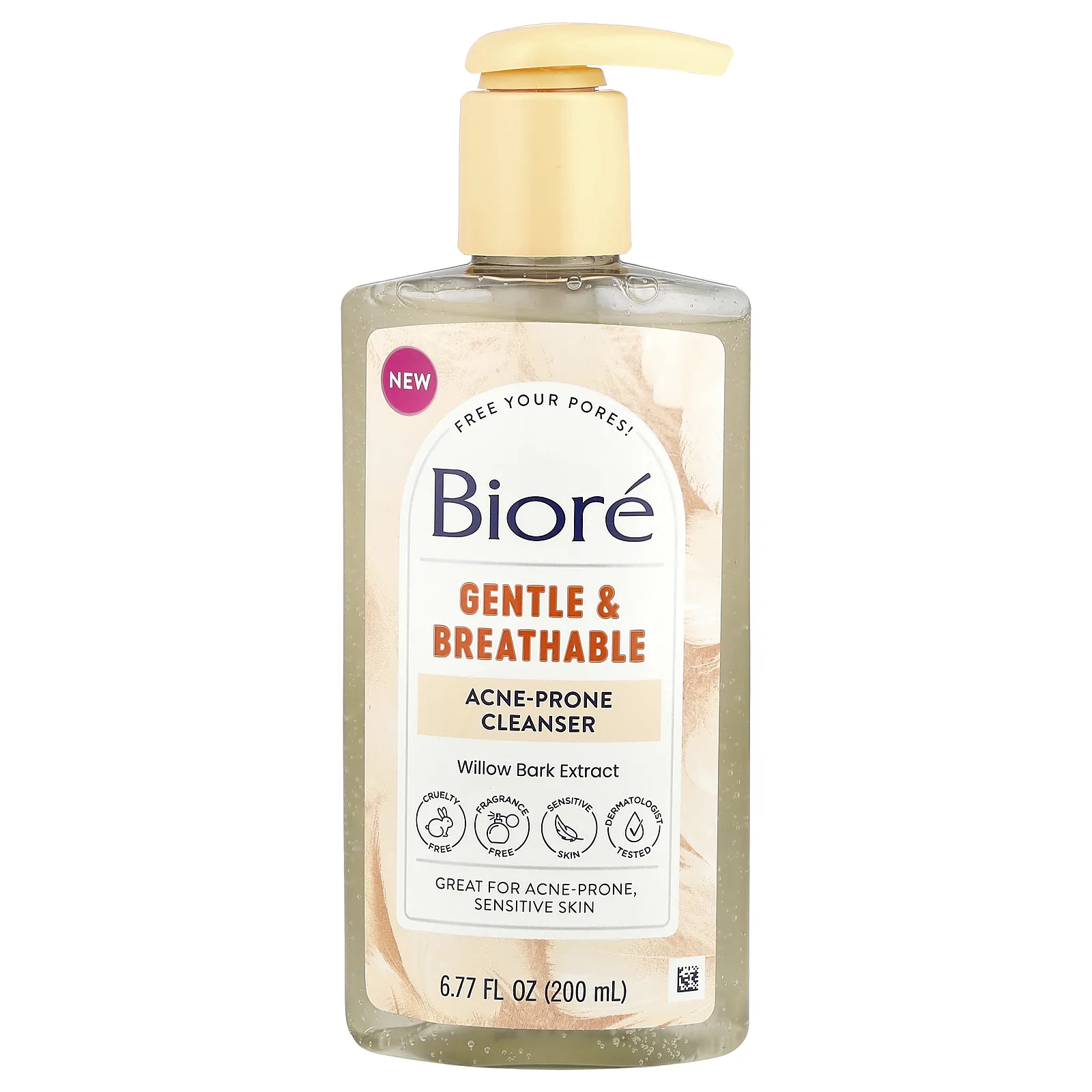 Biore, Gentle & Breathable, очищающее средство против акне, без отдушек, 200 мл (6,77 жидк. Унции)