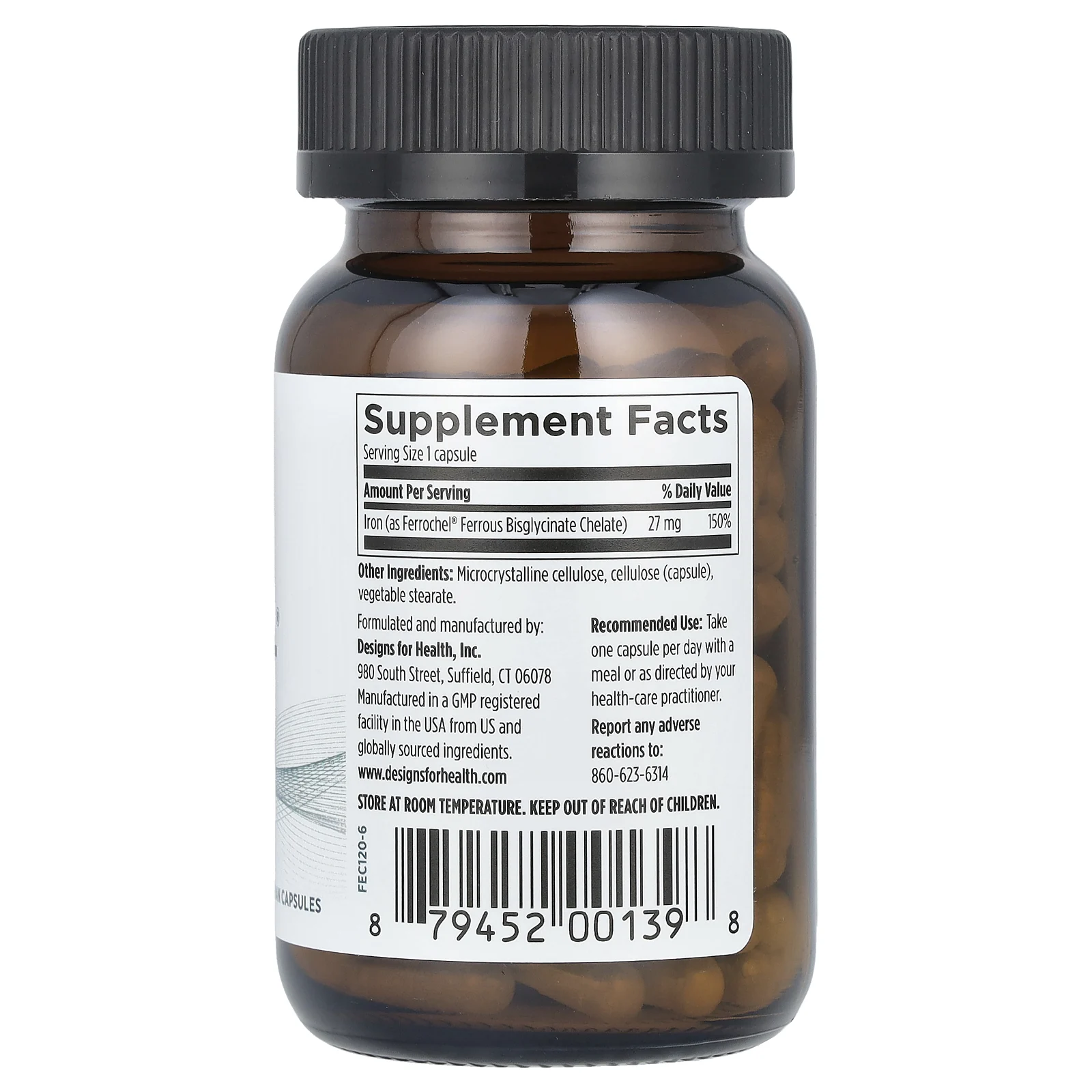 Designs For Health, Ferrochel®, 120 вегетарианских капсул