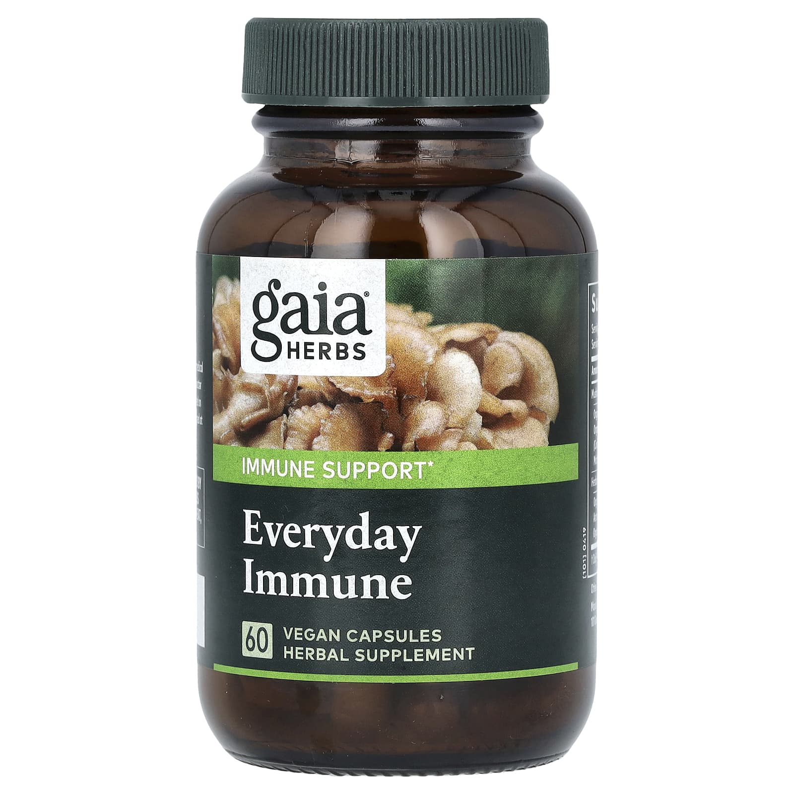 Gaia Herbs, Everyday Immune, грибы и травы, 60 веганских капсул
