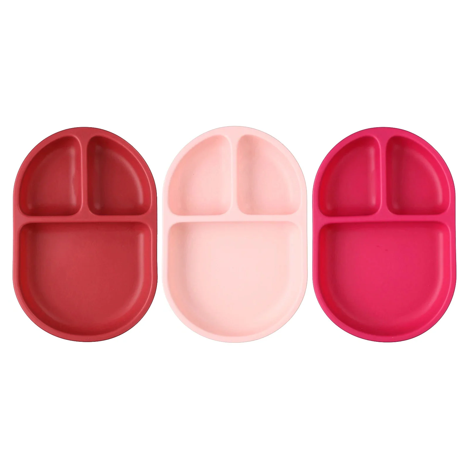 Boon, Chow, разделенный набор силиконовых тарелок, от 6 месяцев, розовый, 3 шт.
