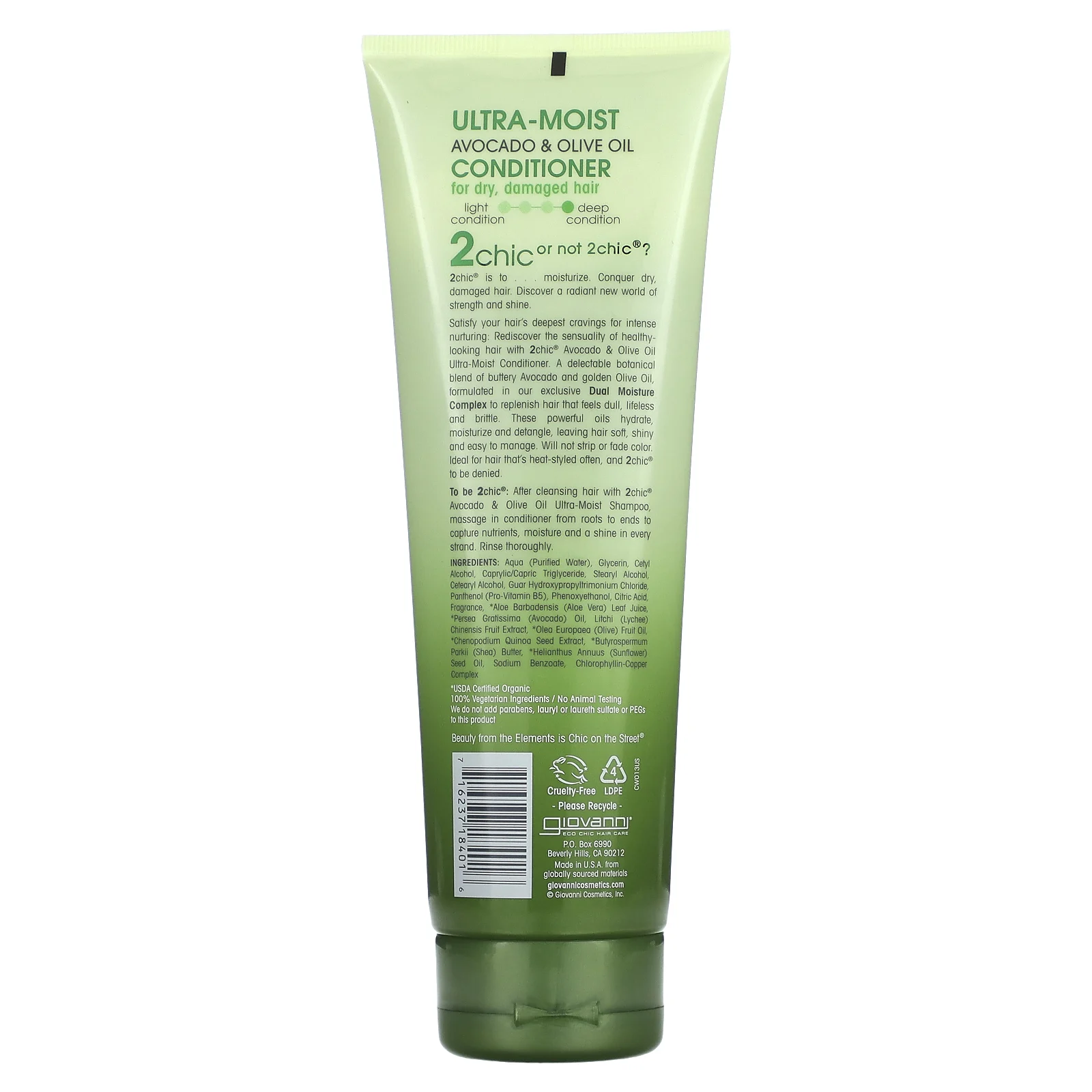 Giovanni, 2chic, ультраувлажняющий кондиционер, для сухих и поврежденных волос, авокадо и оливковое масло, 250 мл (8,5 жидк. унции)