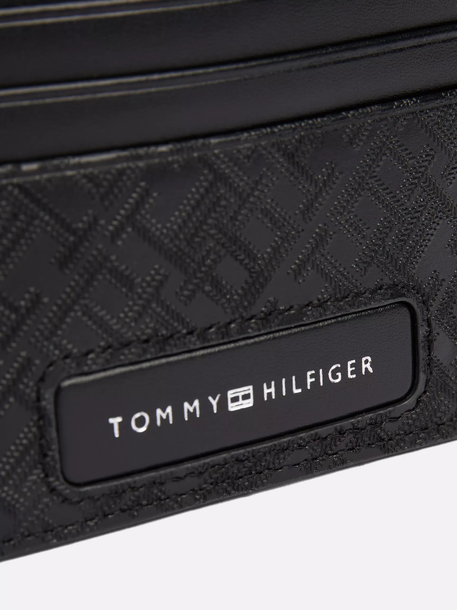 Мужской кошелек Tommy Hilfiger, Кожаный картхолдер с монограммным узором и логотипом Tommy